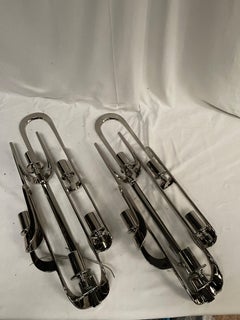 1970's Tall Nickeled bronze sconces by Marcello Fantoni