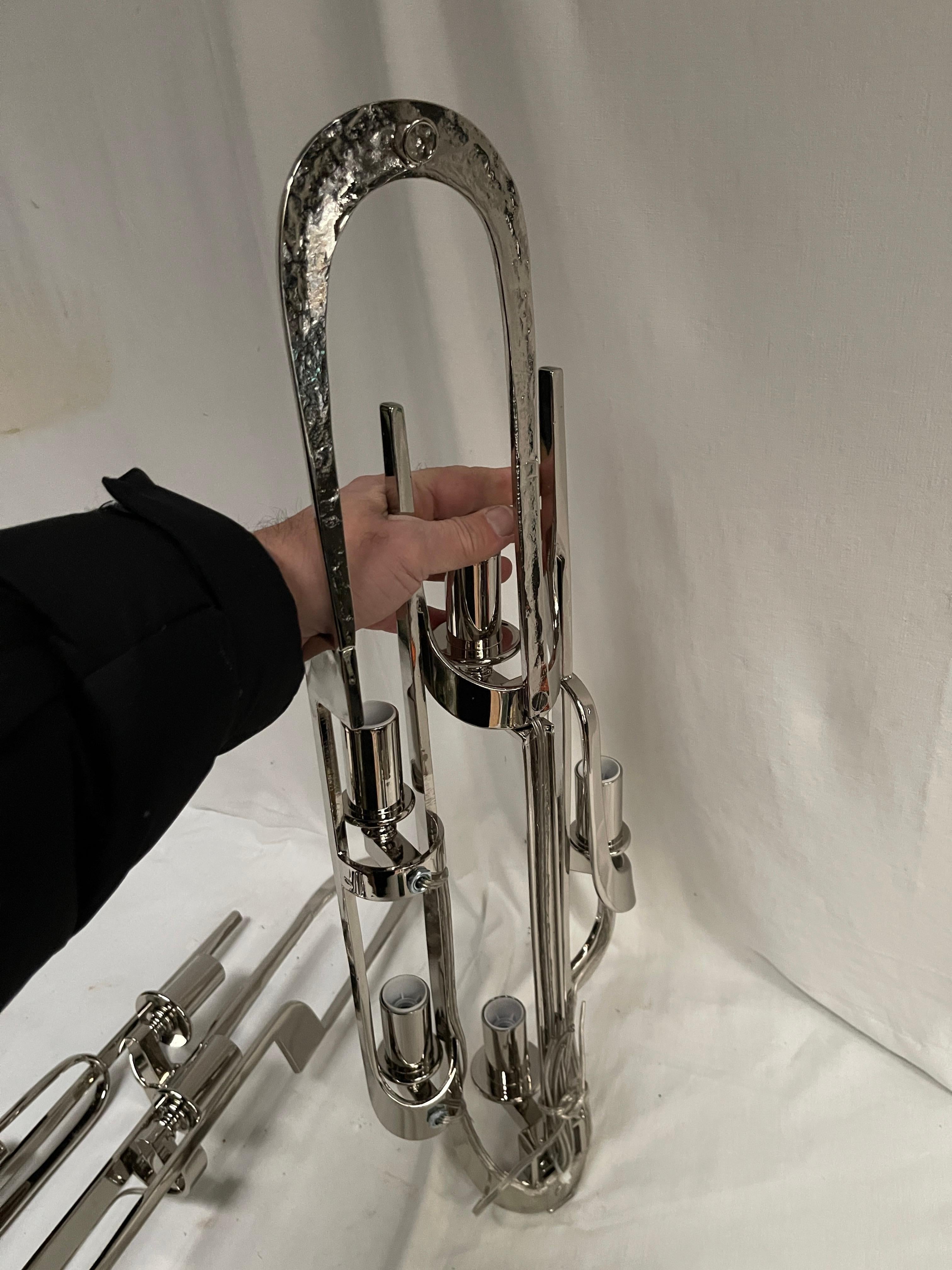 Grandes appliques en bronze nickelé des années 1970 de Marcello Fantoni en vente 1