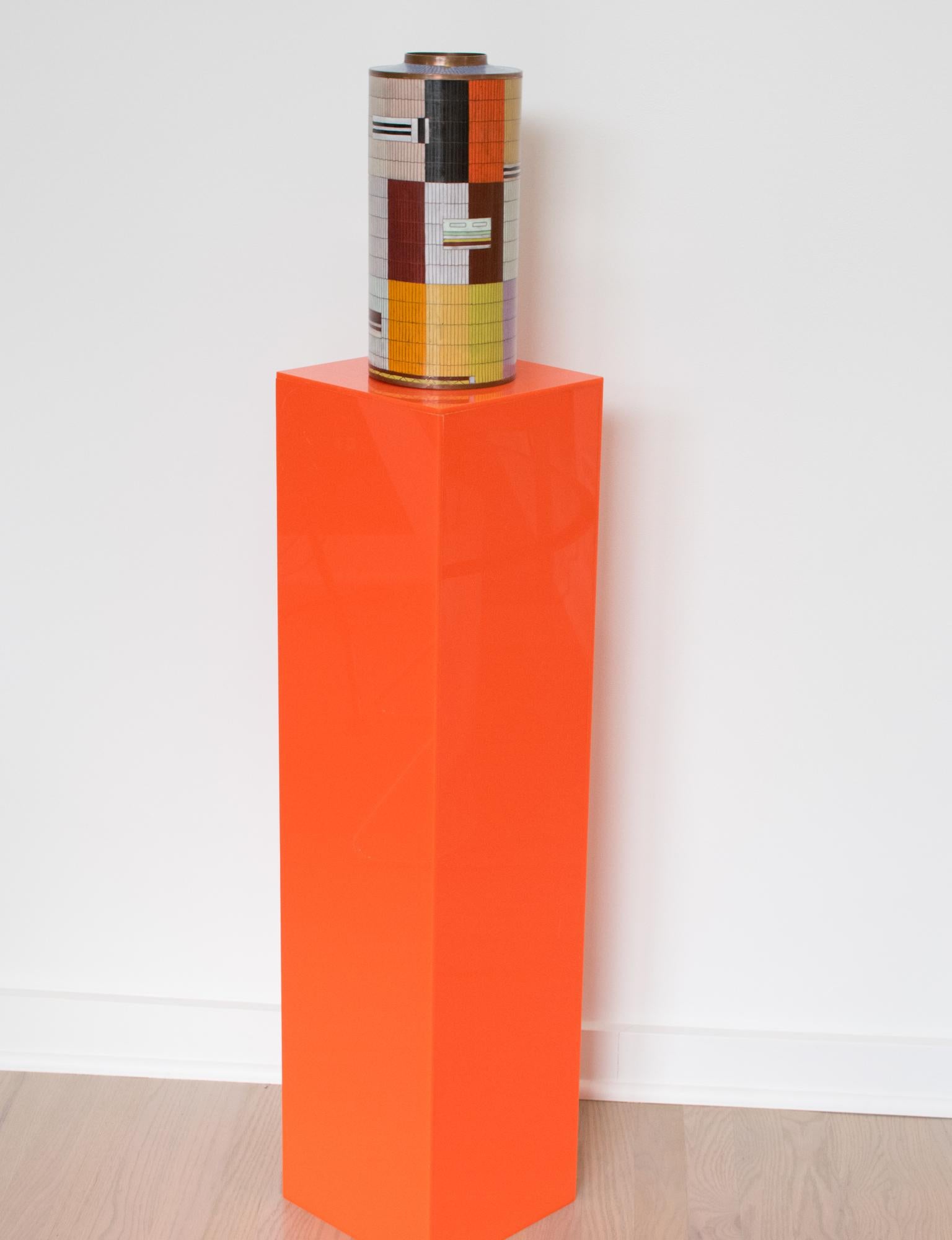 1970s Tall Orange Lucite Acrylic Pedestal Stand Display Column 2
