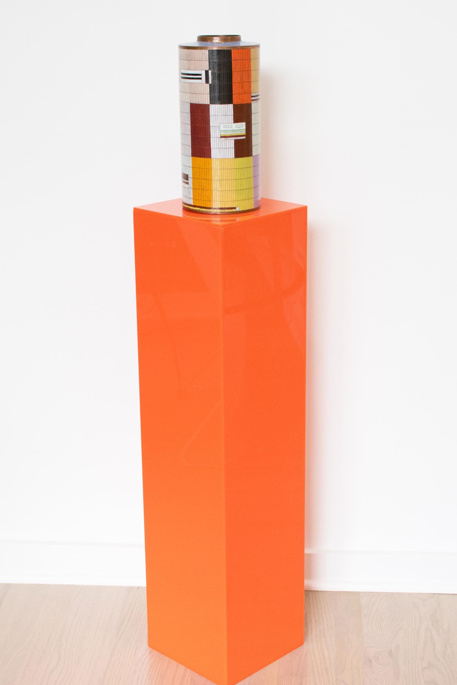 1970s Tall Orange Lucite Acrylic Pedestal Stand Display Column 1