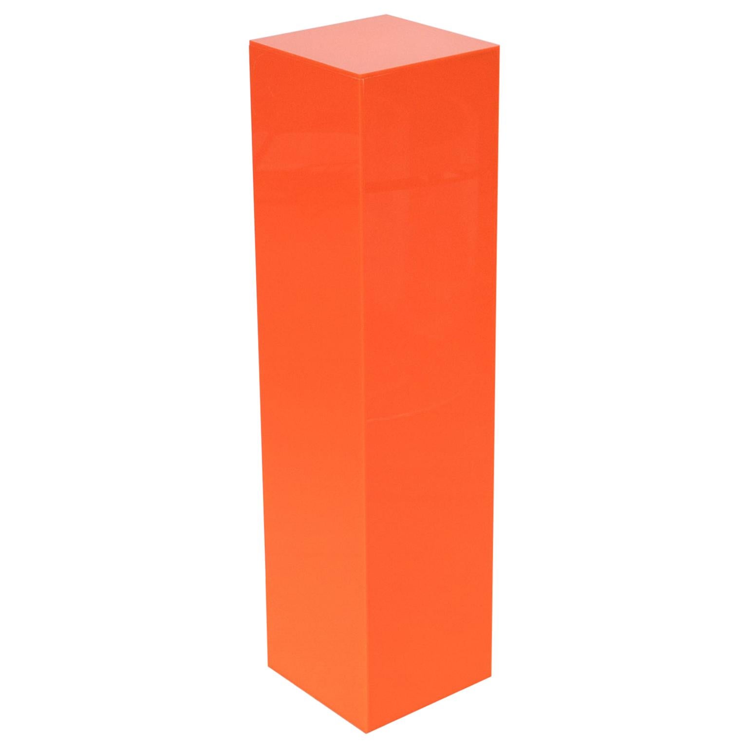 1970s Tall Orange Lucite Acrylic Pedestal Stand Display Column