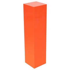 1970s Tall Orange Lucite Acrylic Pedestal Stand Display Column