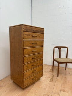 1970s Tall Petite Dresser  Mid-Century Modern Oil Rubbed Oak