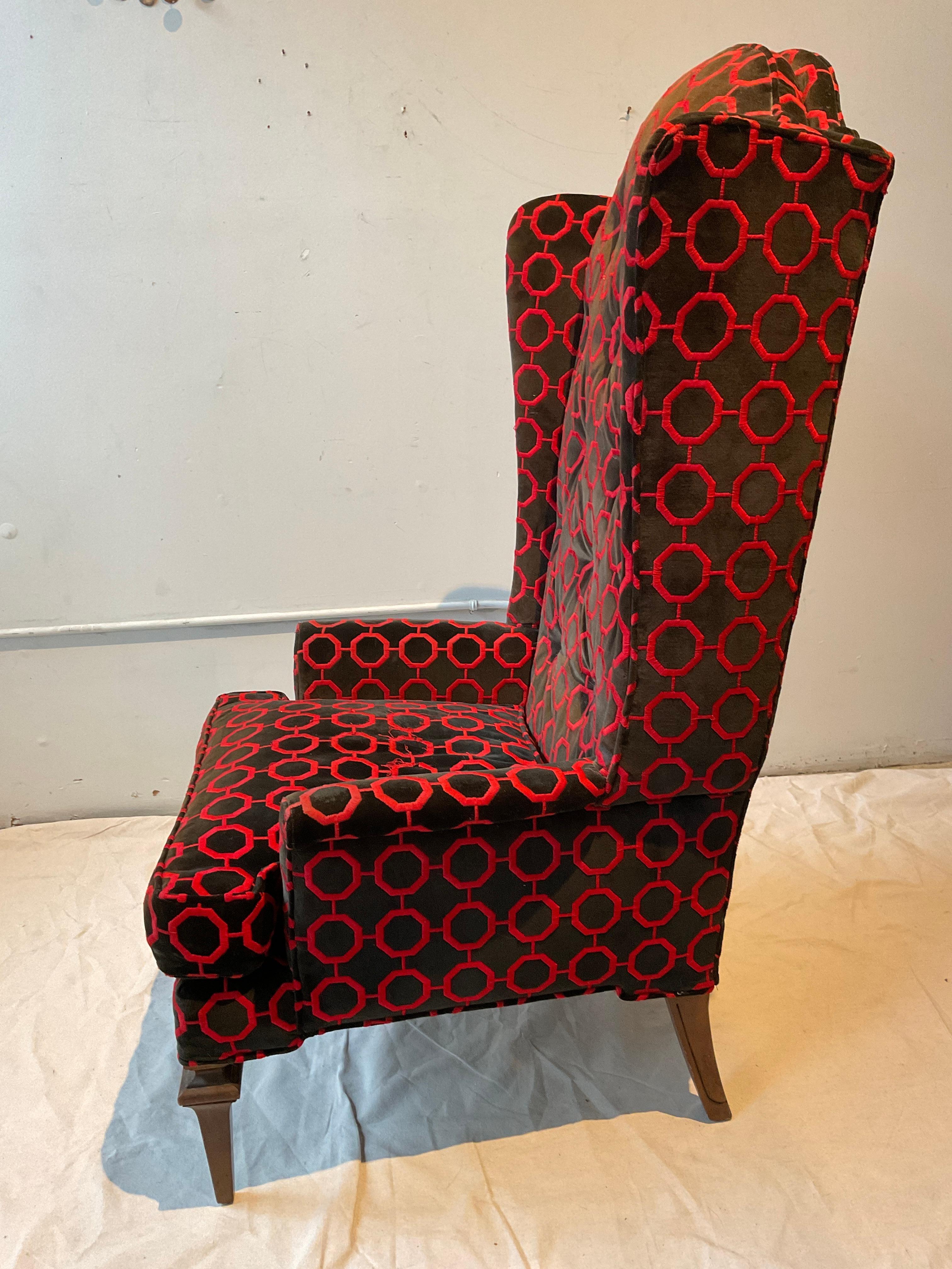 1970s Tall Wingback Chair By Tomlinson  In Good Condition For Sale In Tarrytown, NY