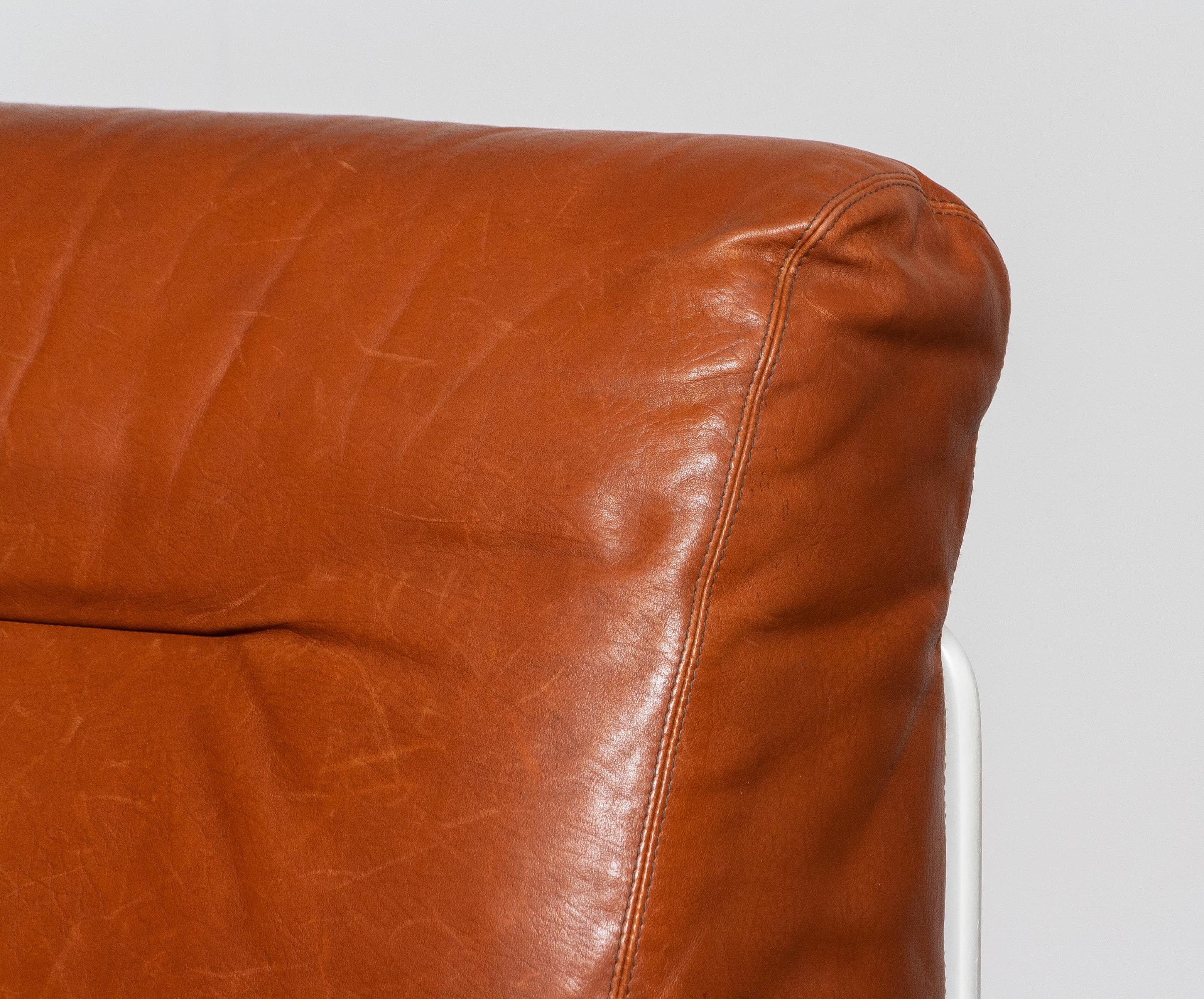 Tan Ledersessel „Orbis“ Clubsessel mit weißer Muschel von COR Deutschland 1970er Jahre im Angebot 5