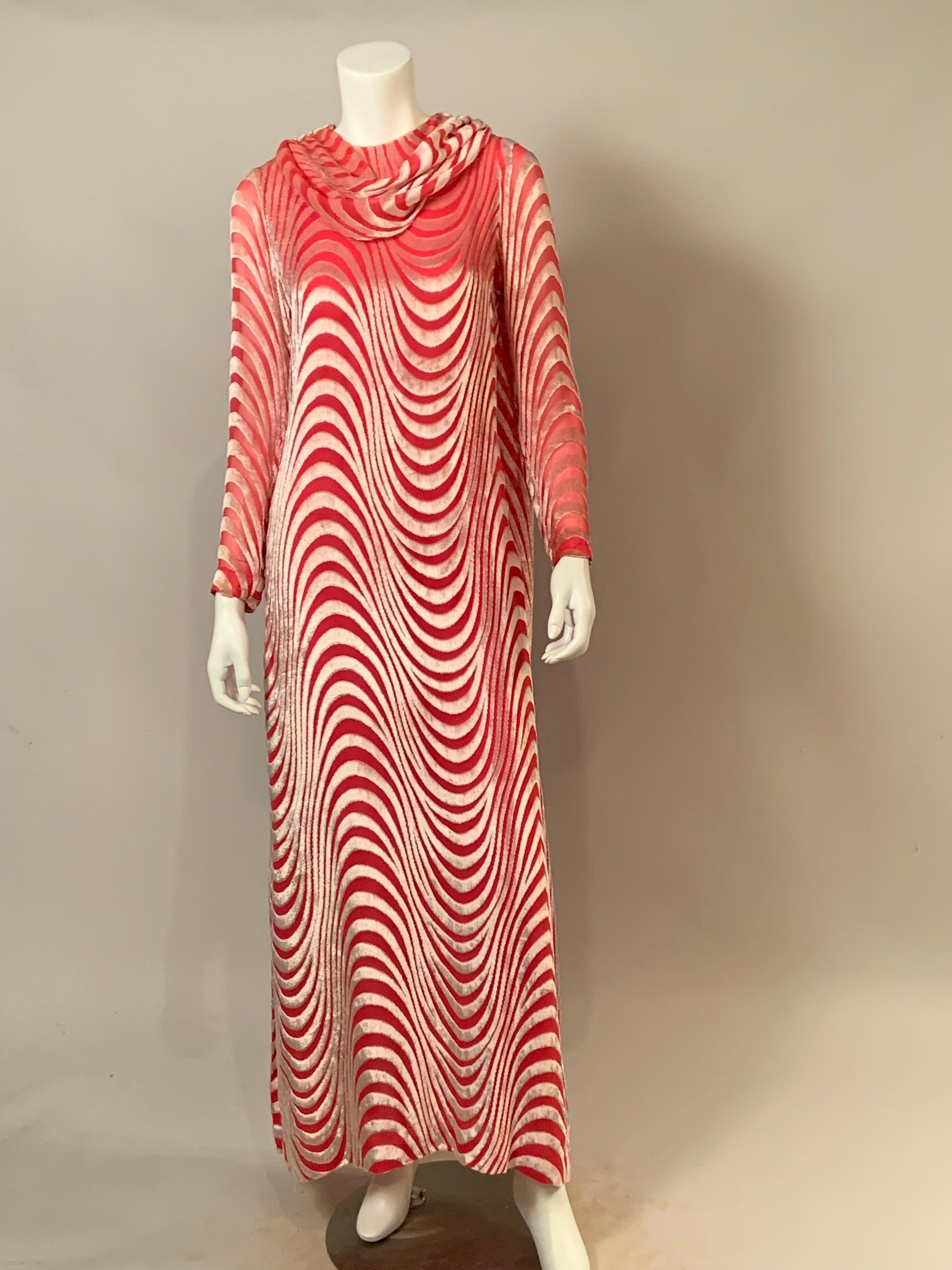 1970's Tan Giudicelli for Giorgio Beverly Hills Rose Devore Velvet Evening Gown For Sale 8