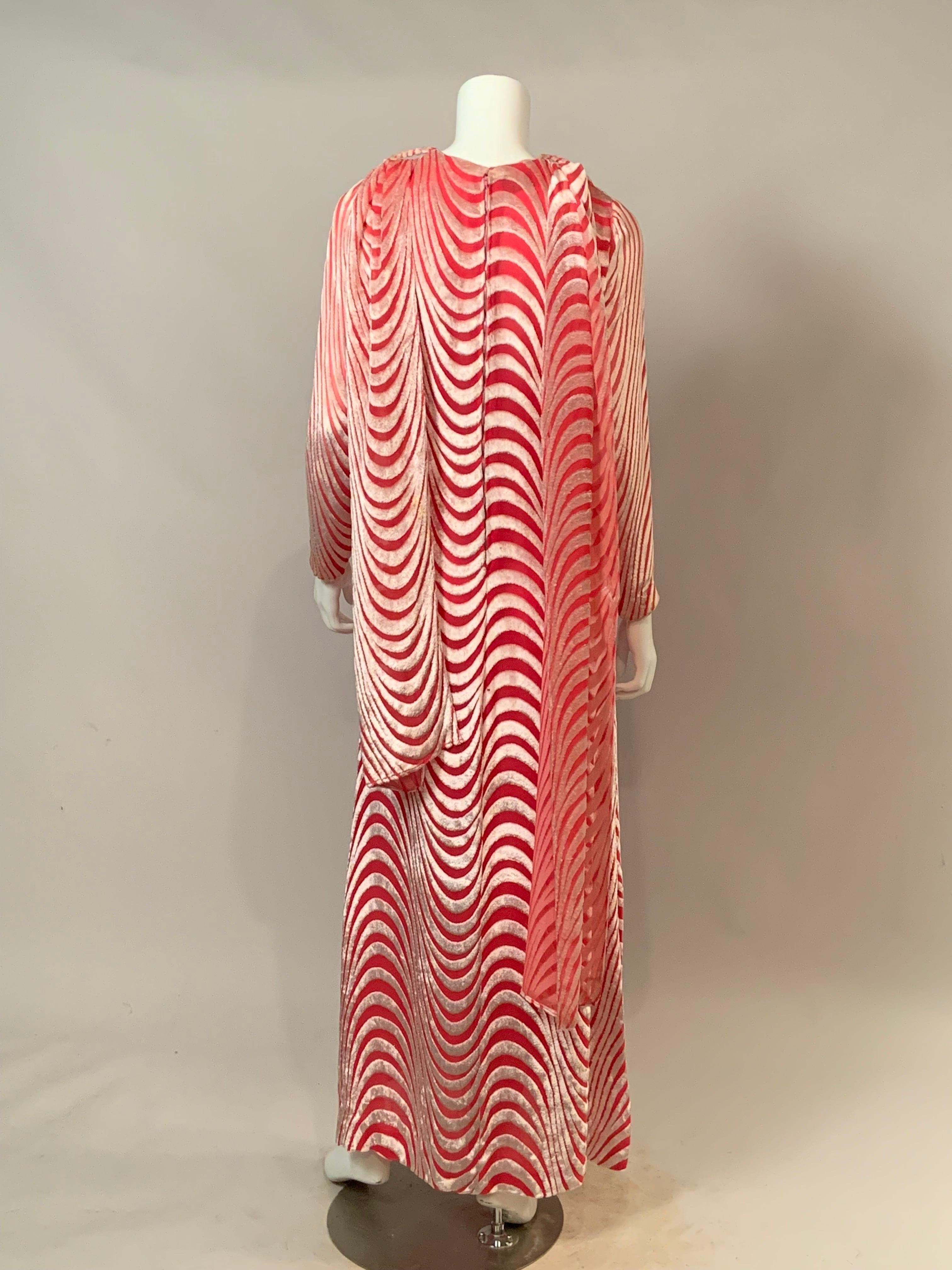 1970's Tan Giudicelli for Giorgio Beverly Hills Rose Devore Velvet Evening Gown For Sale 10