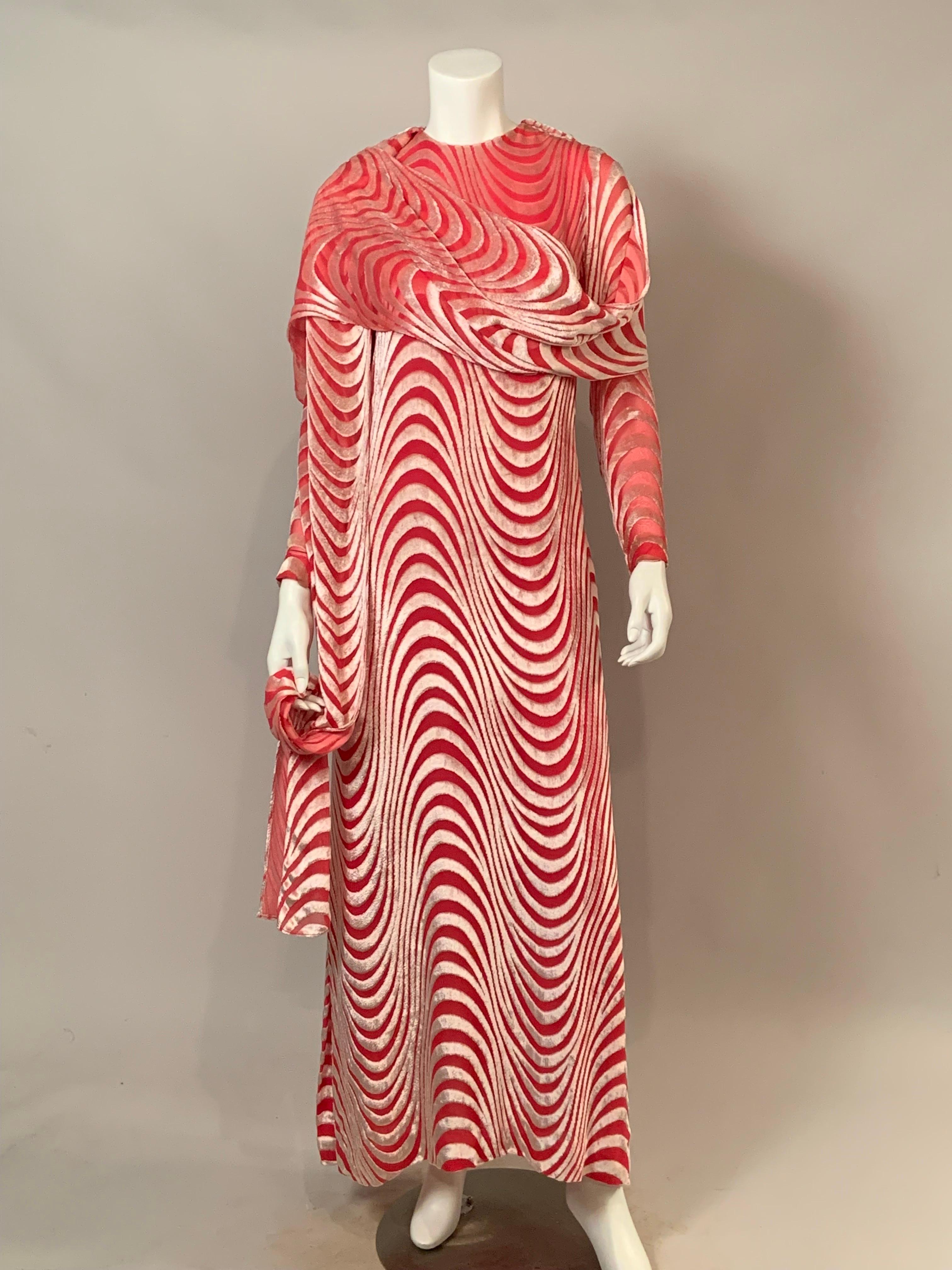 1970's Tan Giudicelli for Giorgio Beverly Hills Rose Devore Velvet Evening Gown For Sale 11