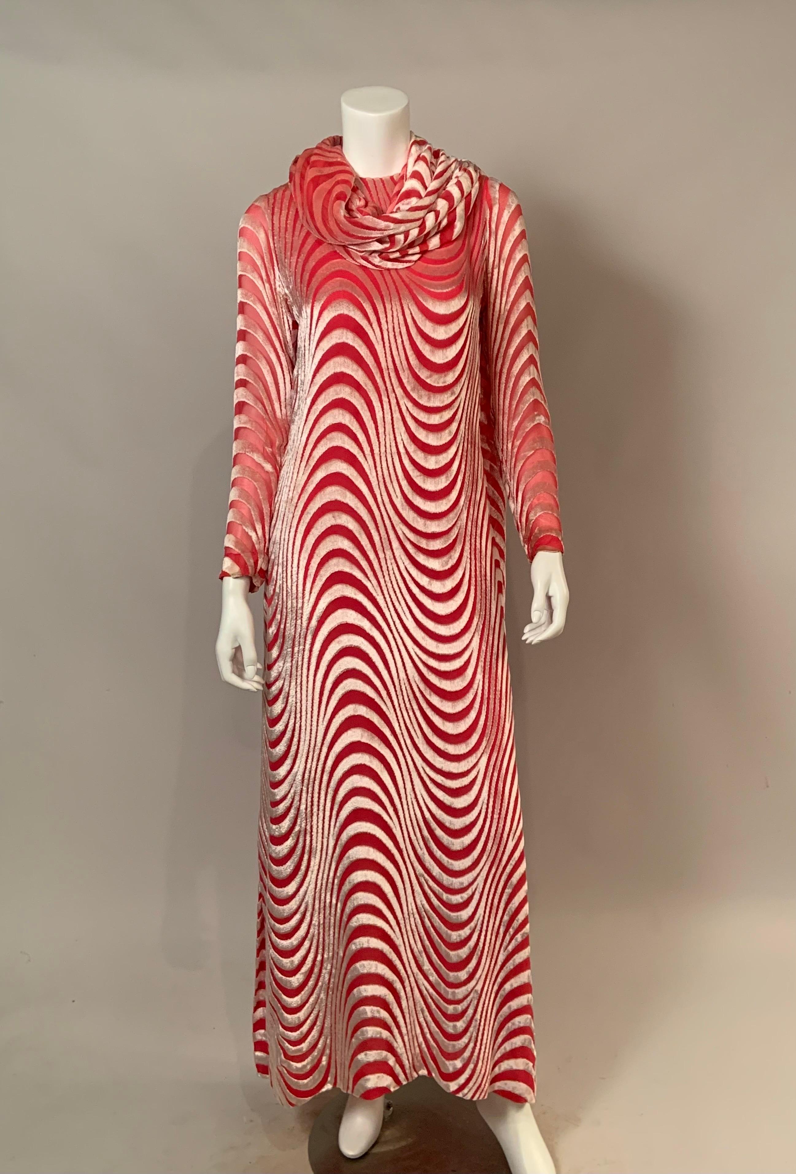 1970's Tan Giudicelli for Giorgio Beverly Hills Rose Devore Velvet Evening Gown For Sale 13