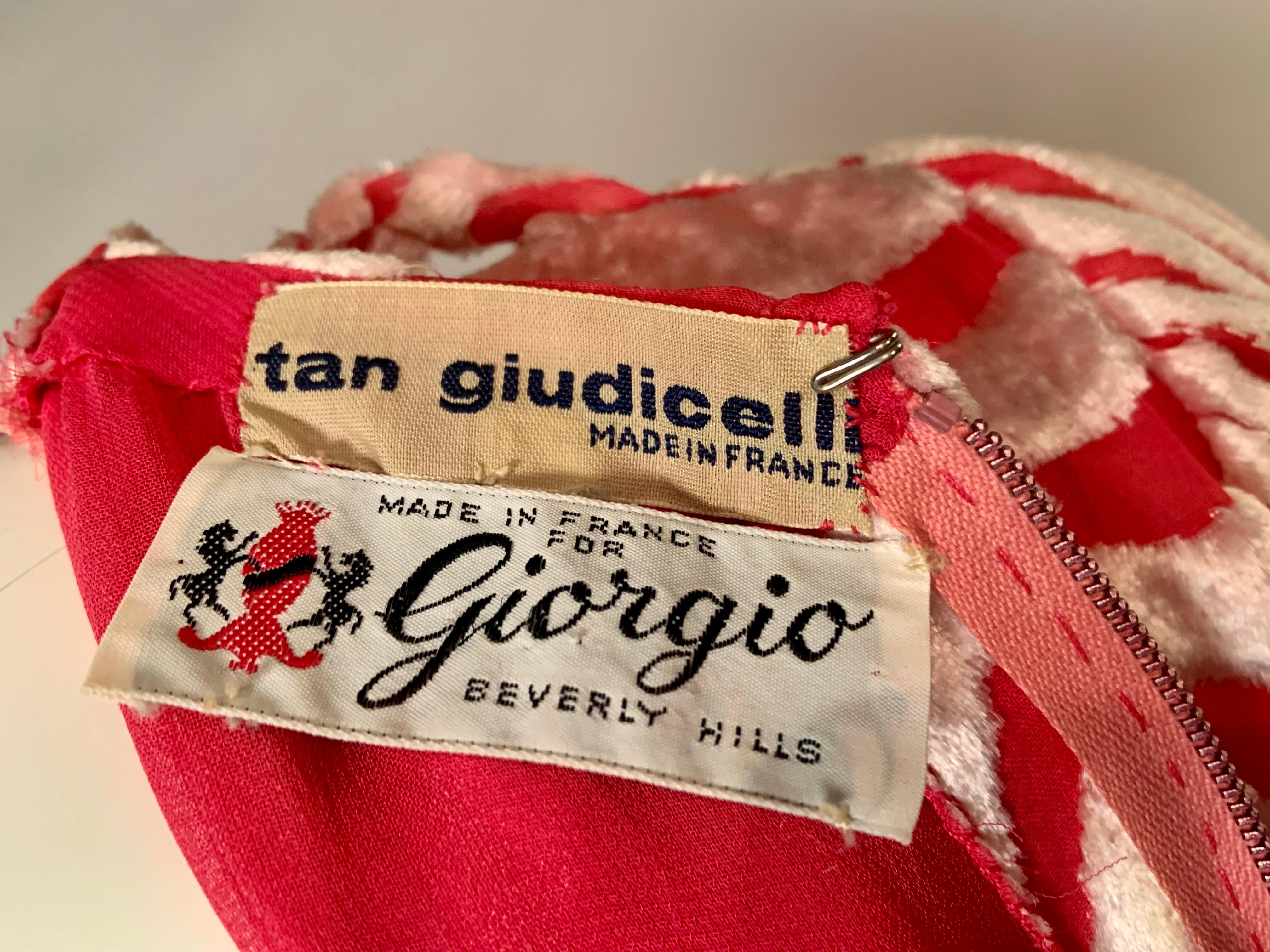 1970's Tan Giudicelli for Giorgio Beverly Hills Rose Devore Velvet Evening Gown For Sale 16