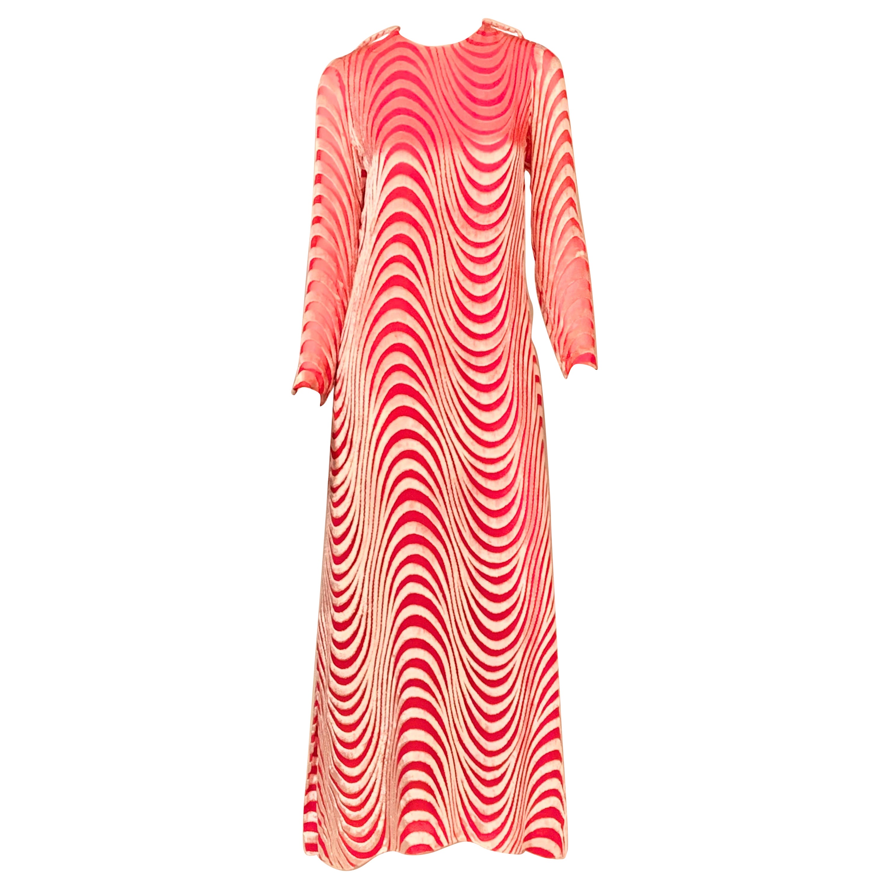 1970's Tan Giudicelli for Giorgio Beverly Hills Rose Devore Velvet Evening Gown For Sale