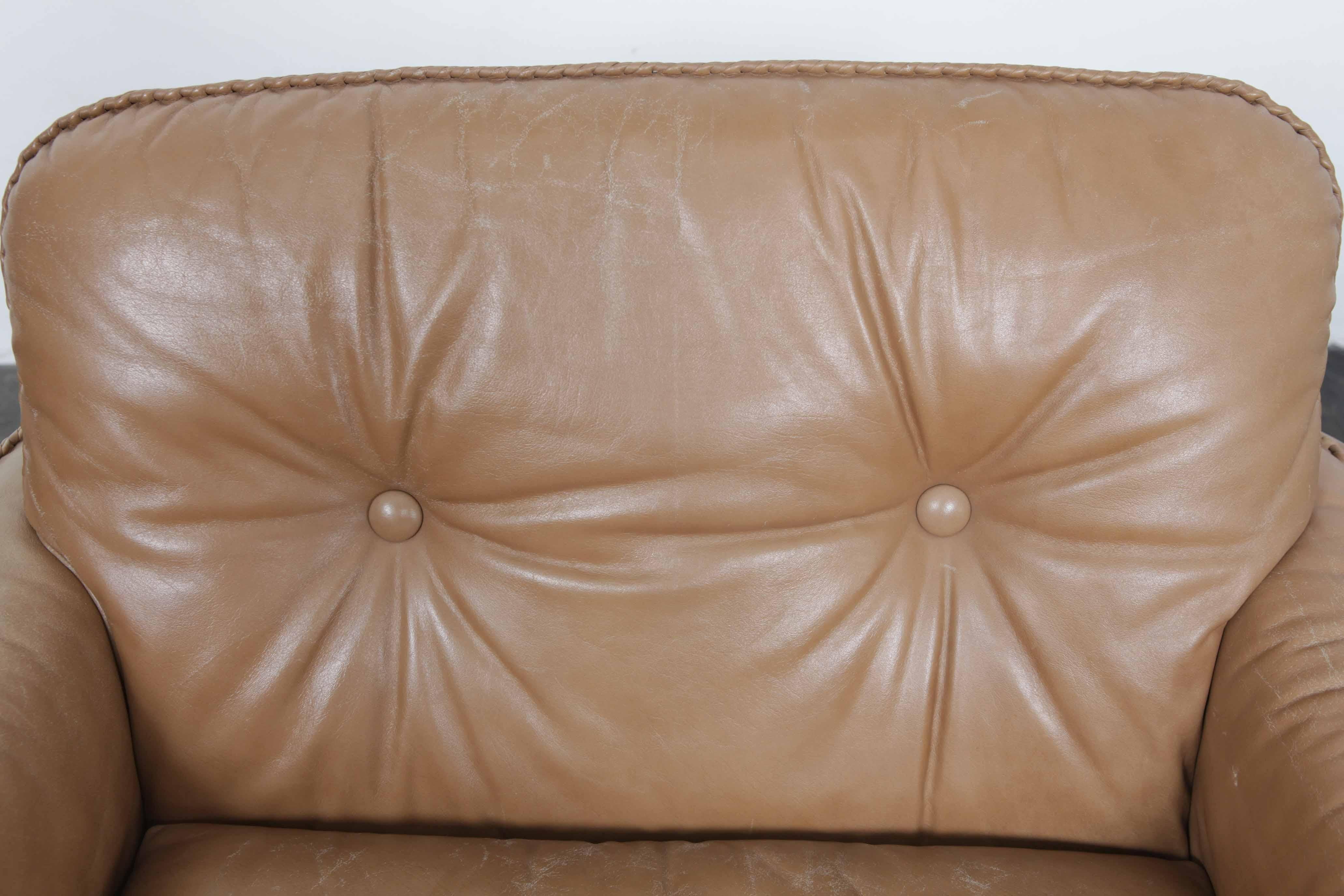 Sigurd Ressel 1970s Tan Leather Lounge Chair by Vatne Mobler, Norway For Sale 11