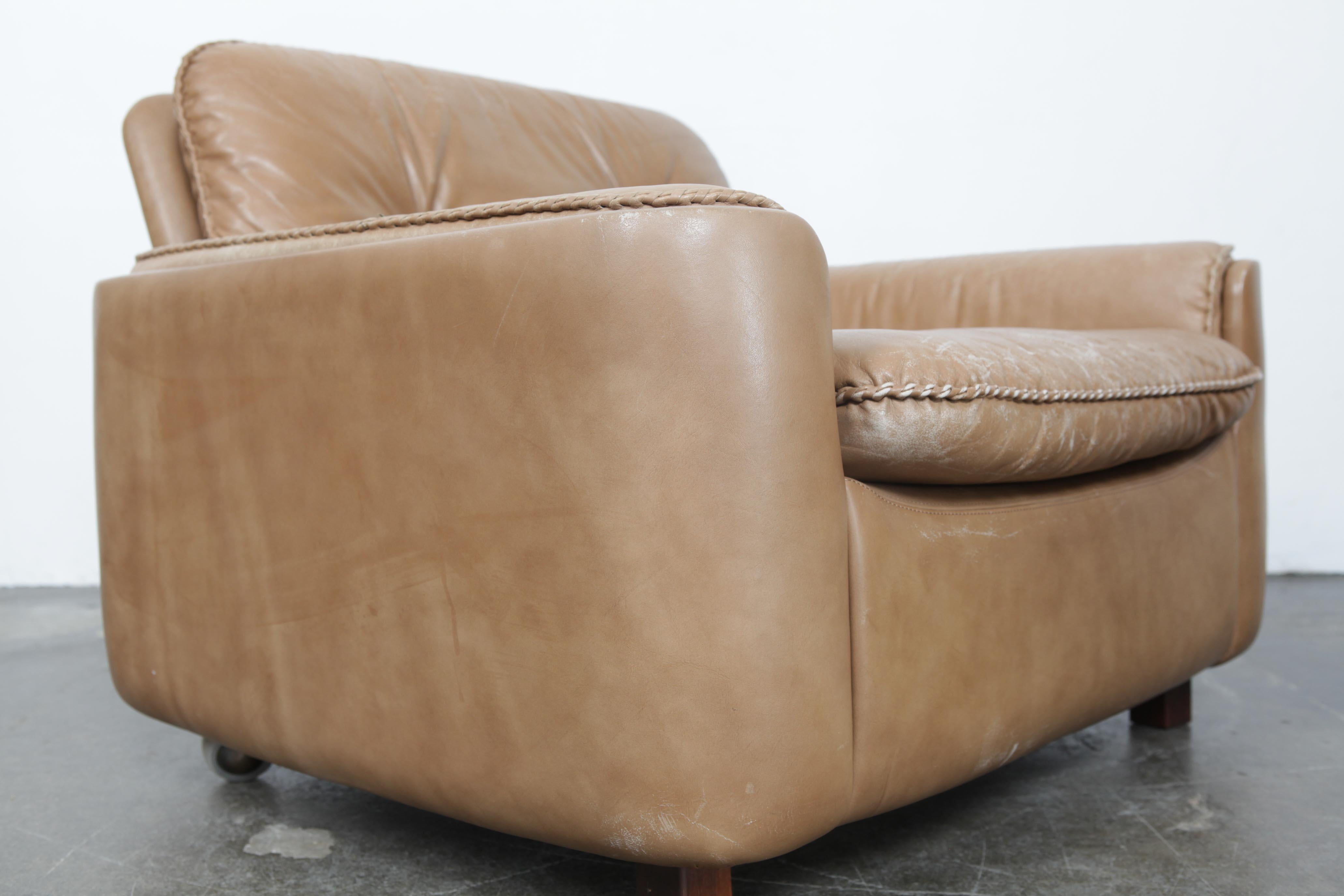 Sigurd Ressel 1970s Tan Leather Lounge Chair by Vatne Mobler, Norway For Sale 13