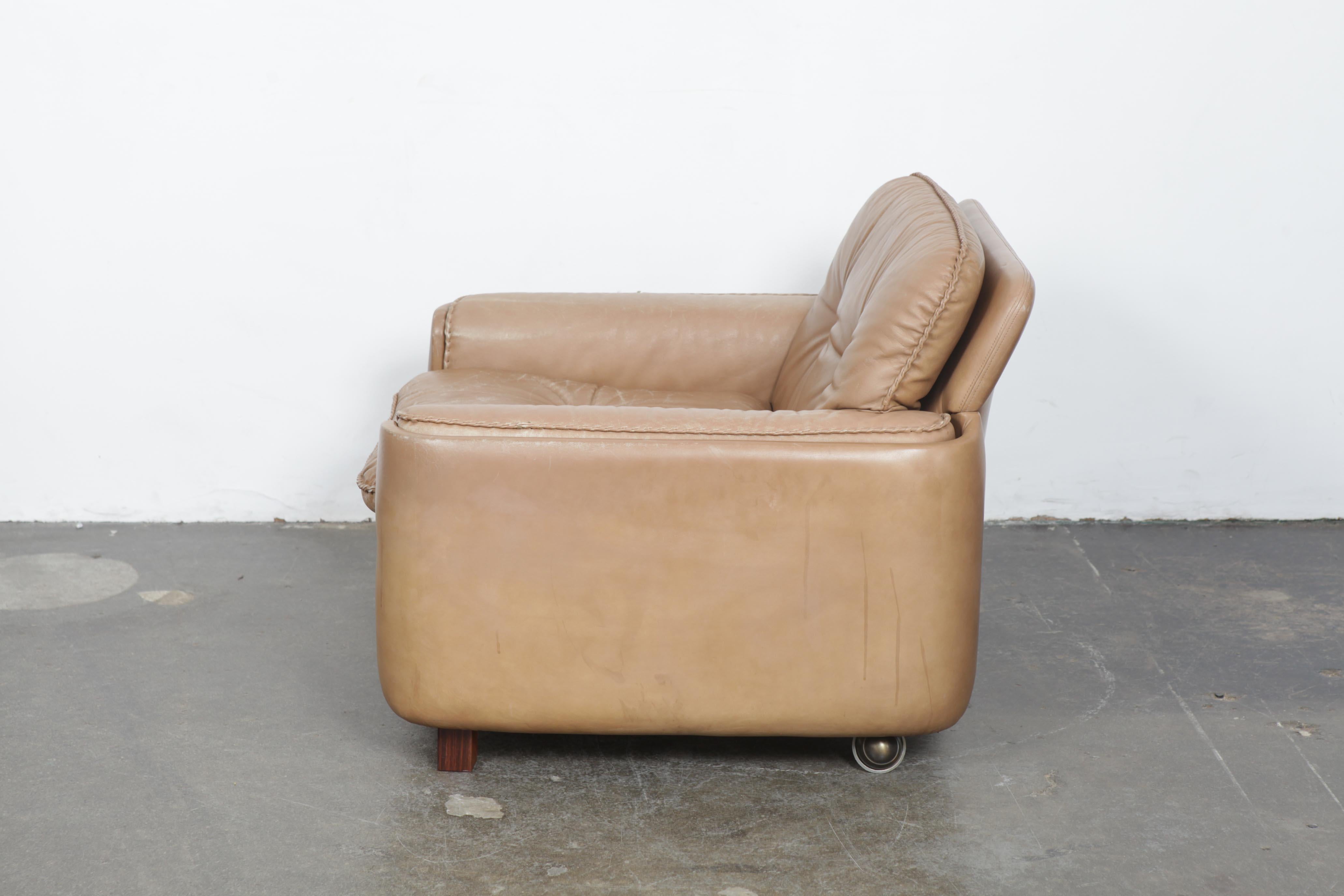 Mid-20th Century Sigurd Ressel 1970s Tan Leather Lounge Chair by Vatne Mobler, Norway For Sale