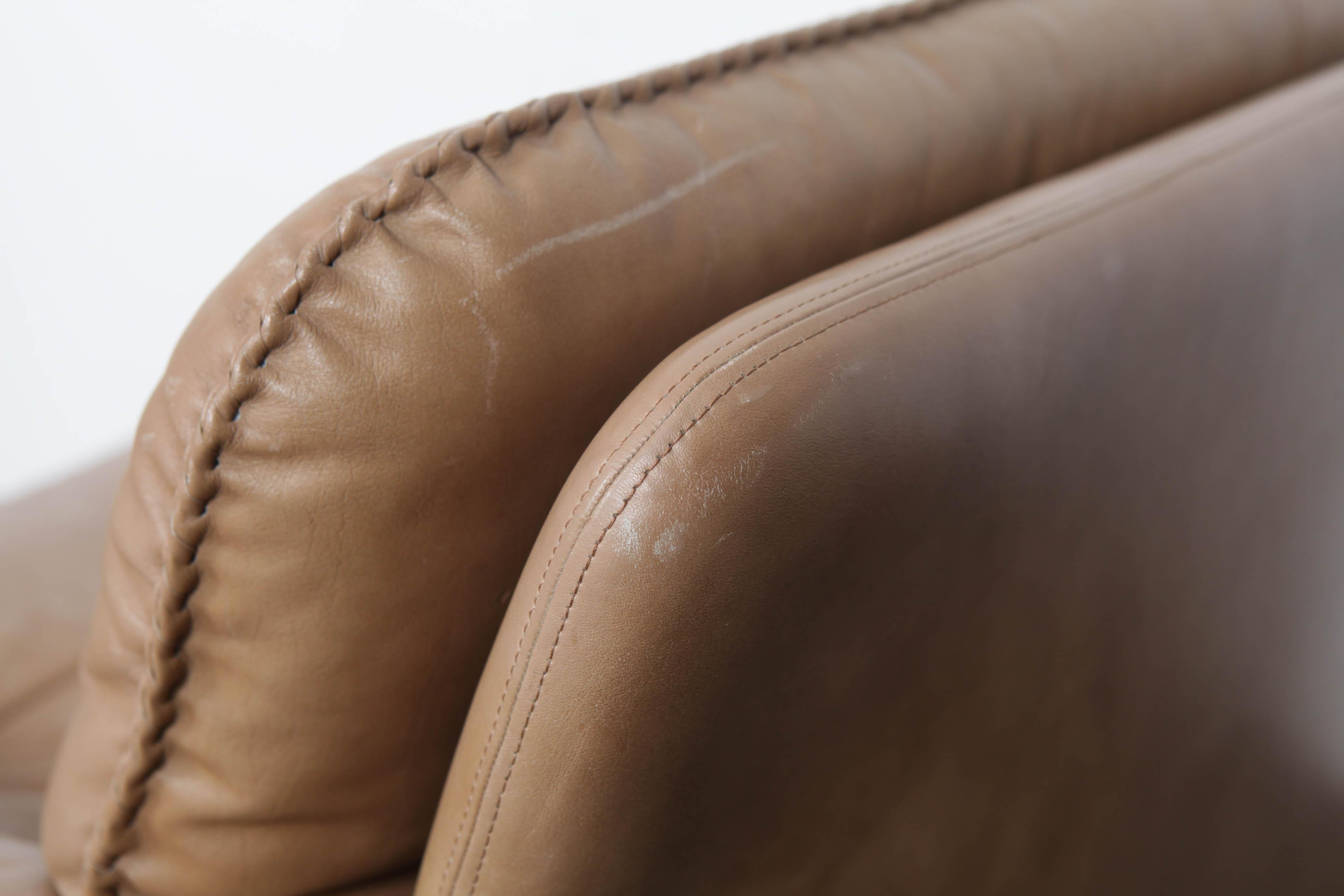 Sigurd Ressel 1970s Tan Leather Lounge Chair by Vatne Mobler, Norway For Sale 3