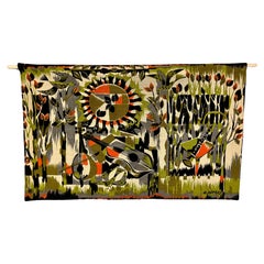 Vintage 1970s Tapestry by Jean Claude Bissery 