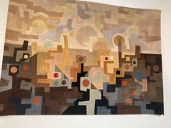 Tapisserie des années 1970 en marqueterie de cuir signée Fabrice