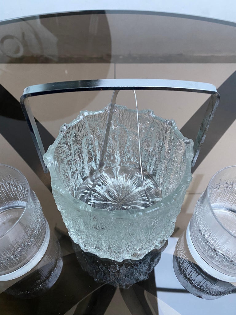 1970's Tapio Wirkkala 4 Niva Whiskey glasses + Seita Ice Bucket