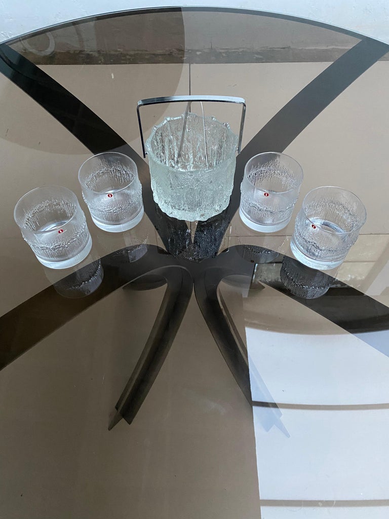 1970's Tapio Wirkkala 4 Niva Whiskey glasses + Seita Ice Bucket