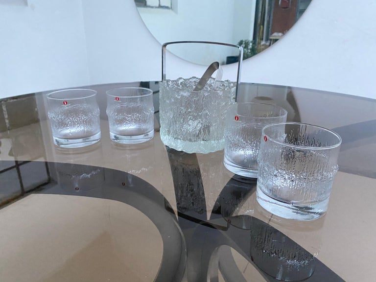 1970's Tapio Wirkkala 4 Niva Whiskey glasses + Seita Ice Bucket