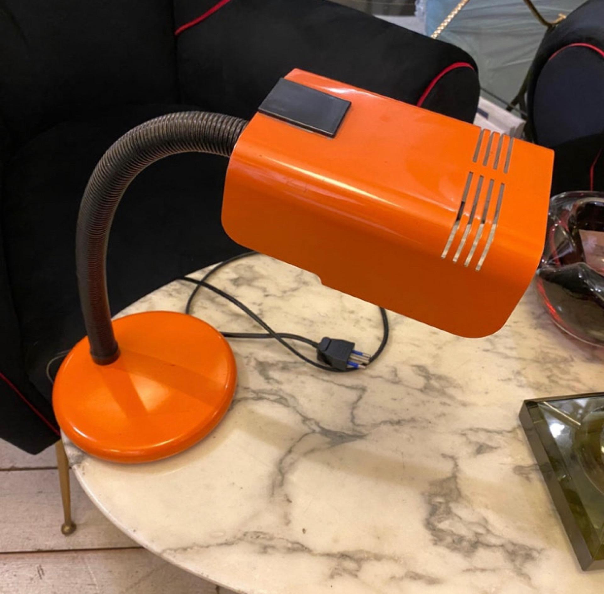 20th Century 1970s Space Age Orange and Black Italian Desk Lamp by Targetti Sankey For Sale