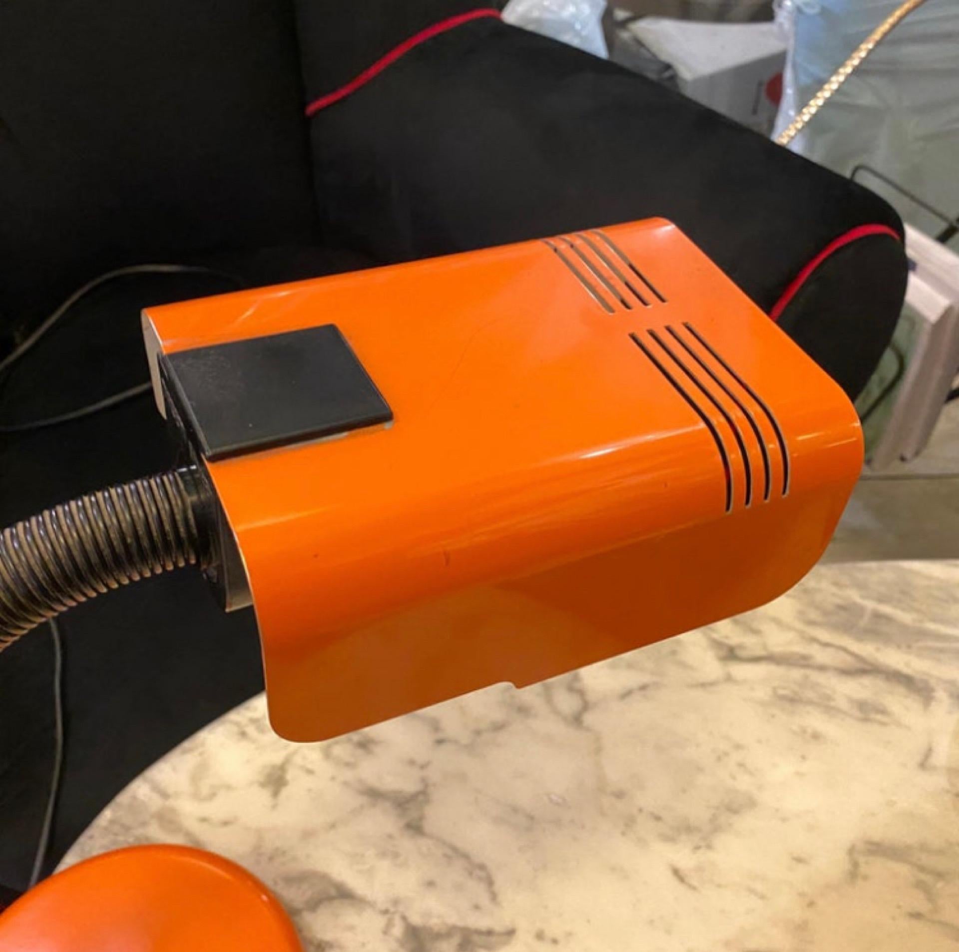 Metal 1970s Space Age Orange and Black Italian Desk Lamp by Targetti Sankey For Sale