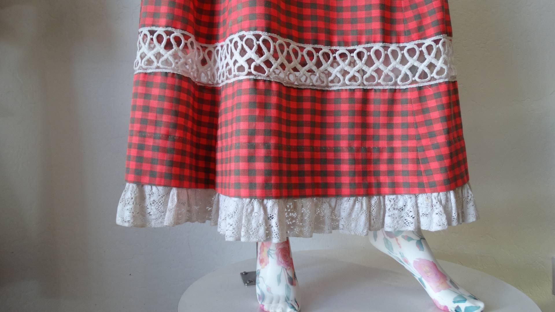 1970s Tartan High-waisted Maxi Skirt  For Sale 5