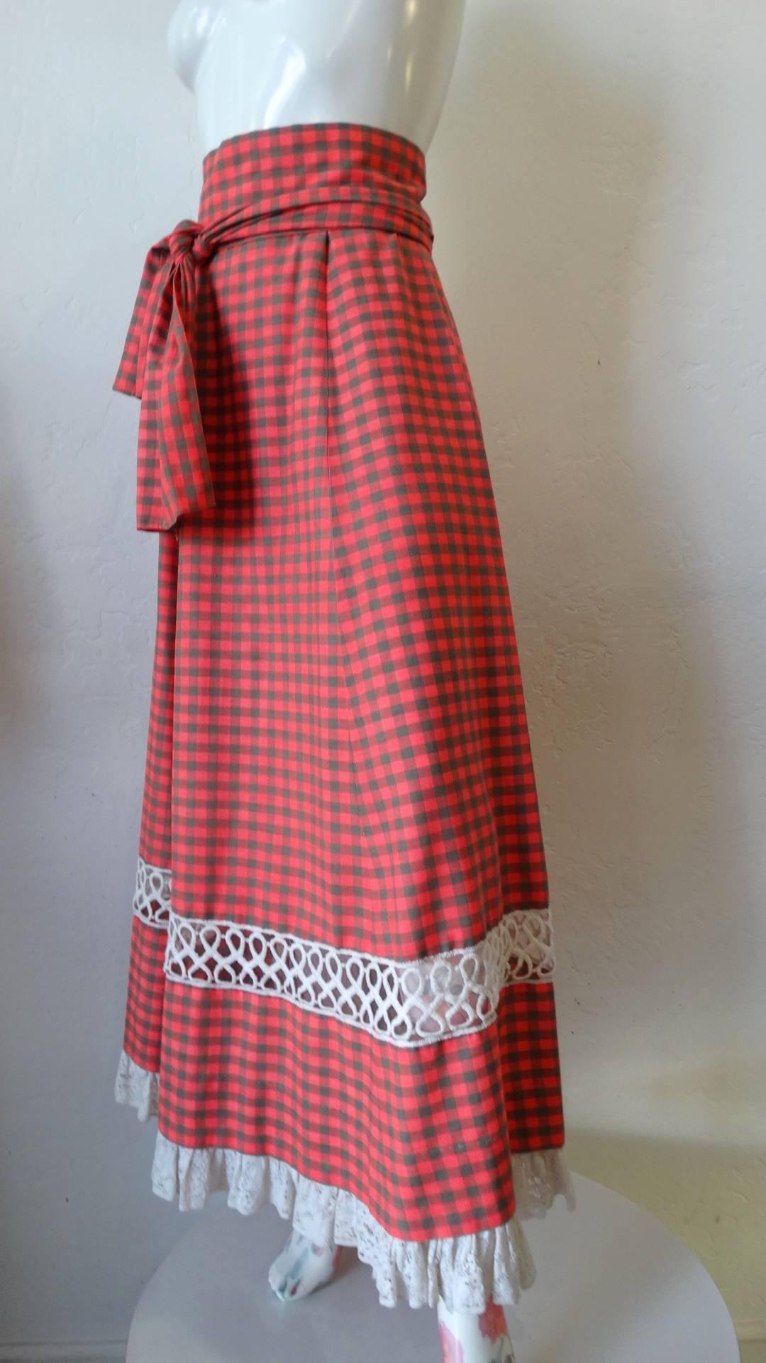 1970s Tartan High-waisted Maxi Skirt  For Sale 7
