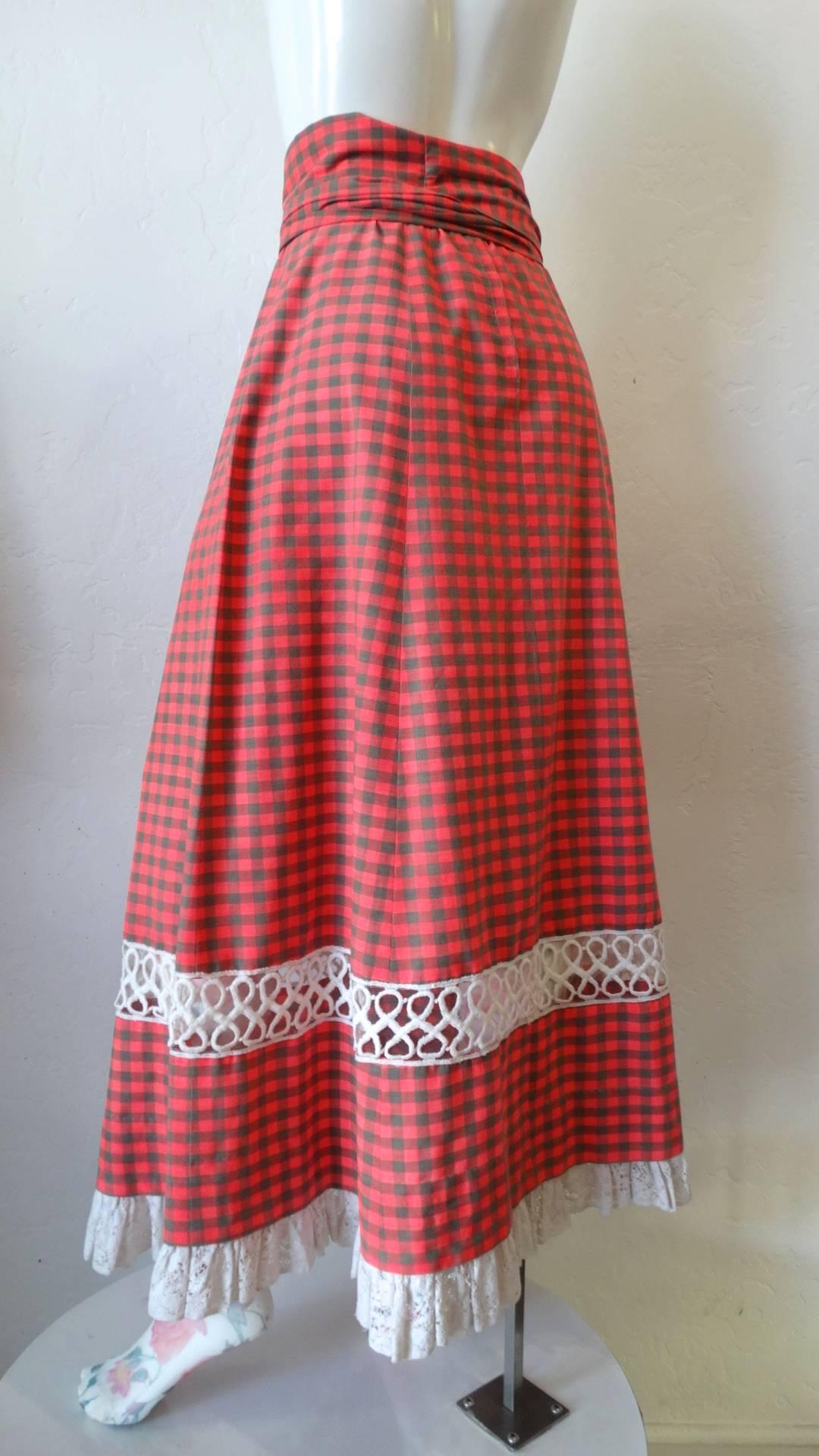 1970s Tartan High-waisted Maxi Skirt  For Sale 8