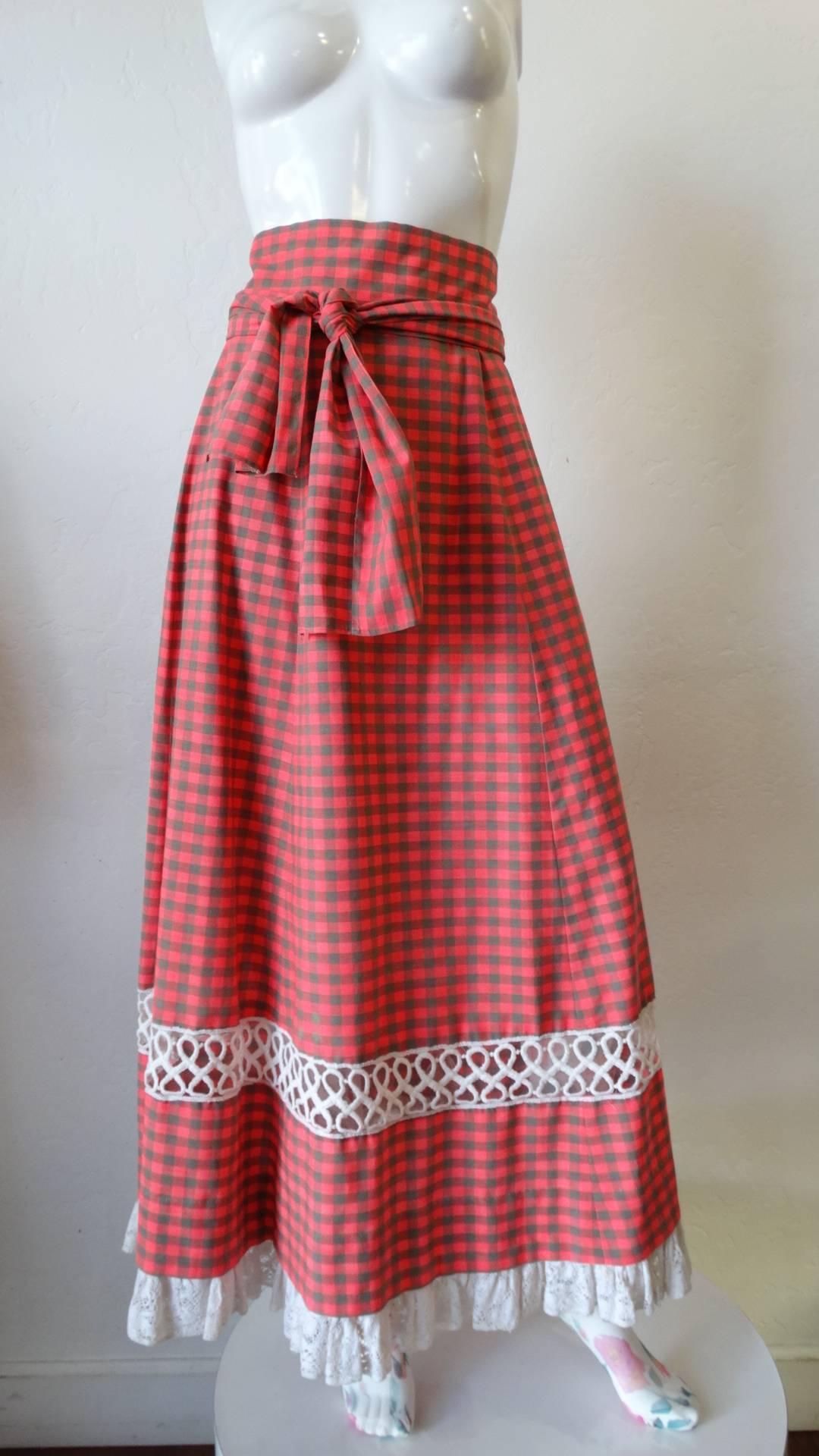 1970s Tartan High-waisted Maxi Skirt For Sale 10