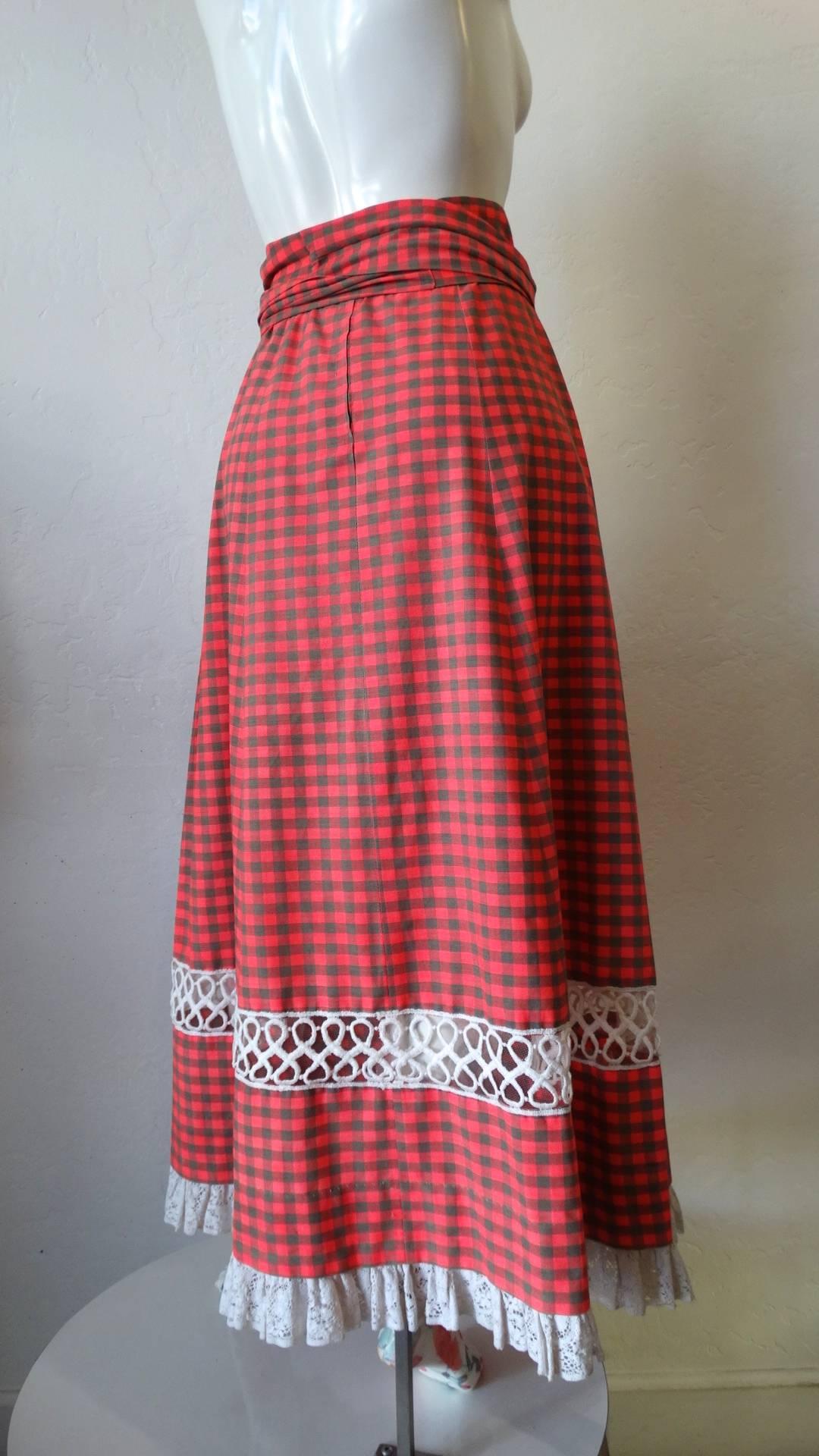 1970s Tartan High-waisted Maxi Skirt For Sale 4