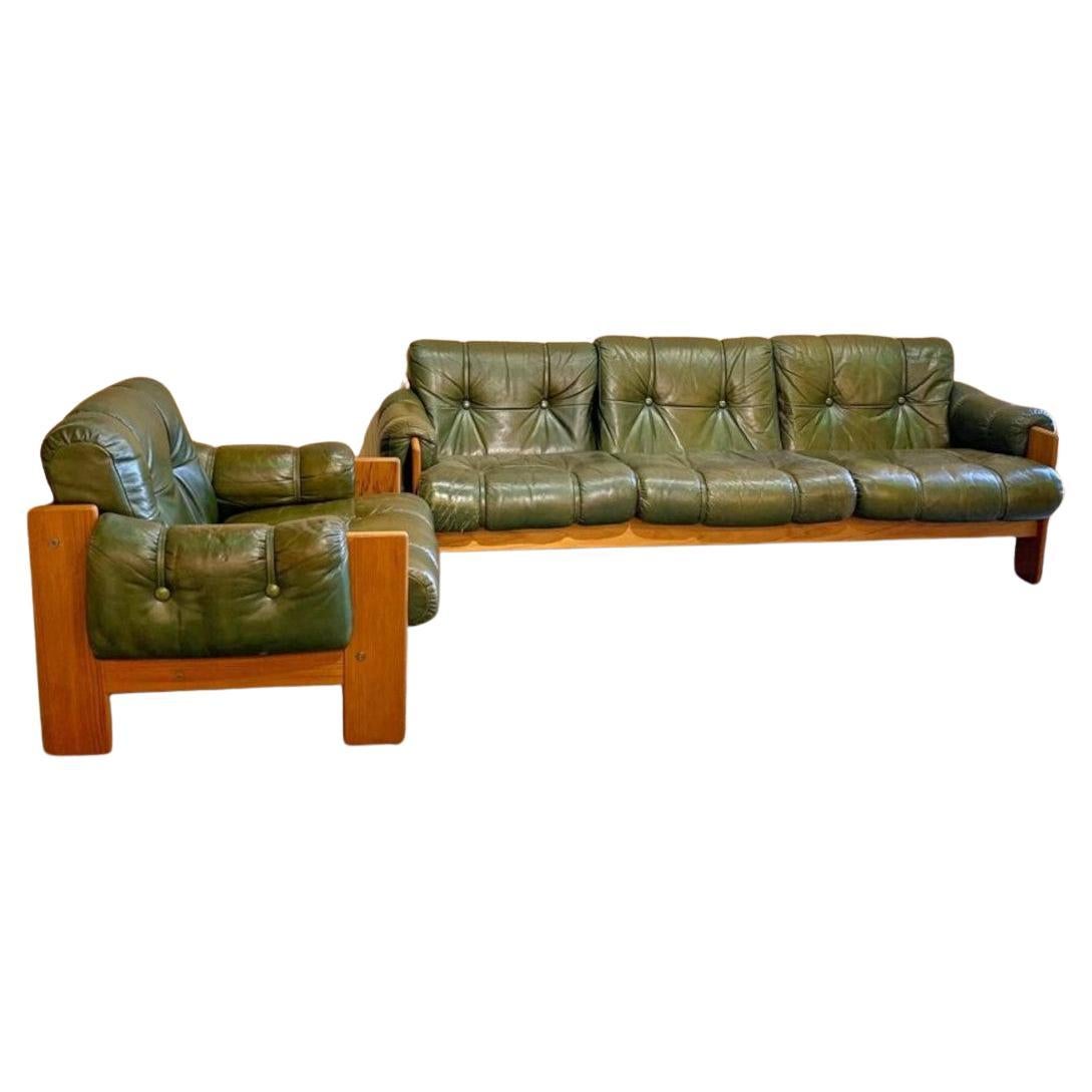 1970s Teak and Leather Lounge Chair Made in Finland at 1stDibs