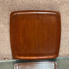 1970s Teak Barware Bent Plywood Square Serving Tray