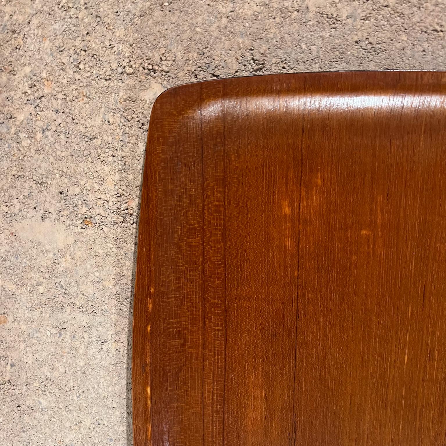 1970s Teak Barware Bent Plywood Square Serving Tray For Sale 1