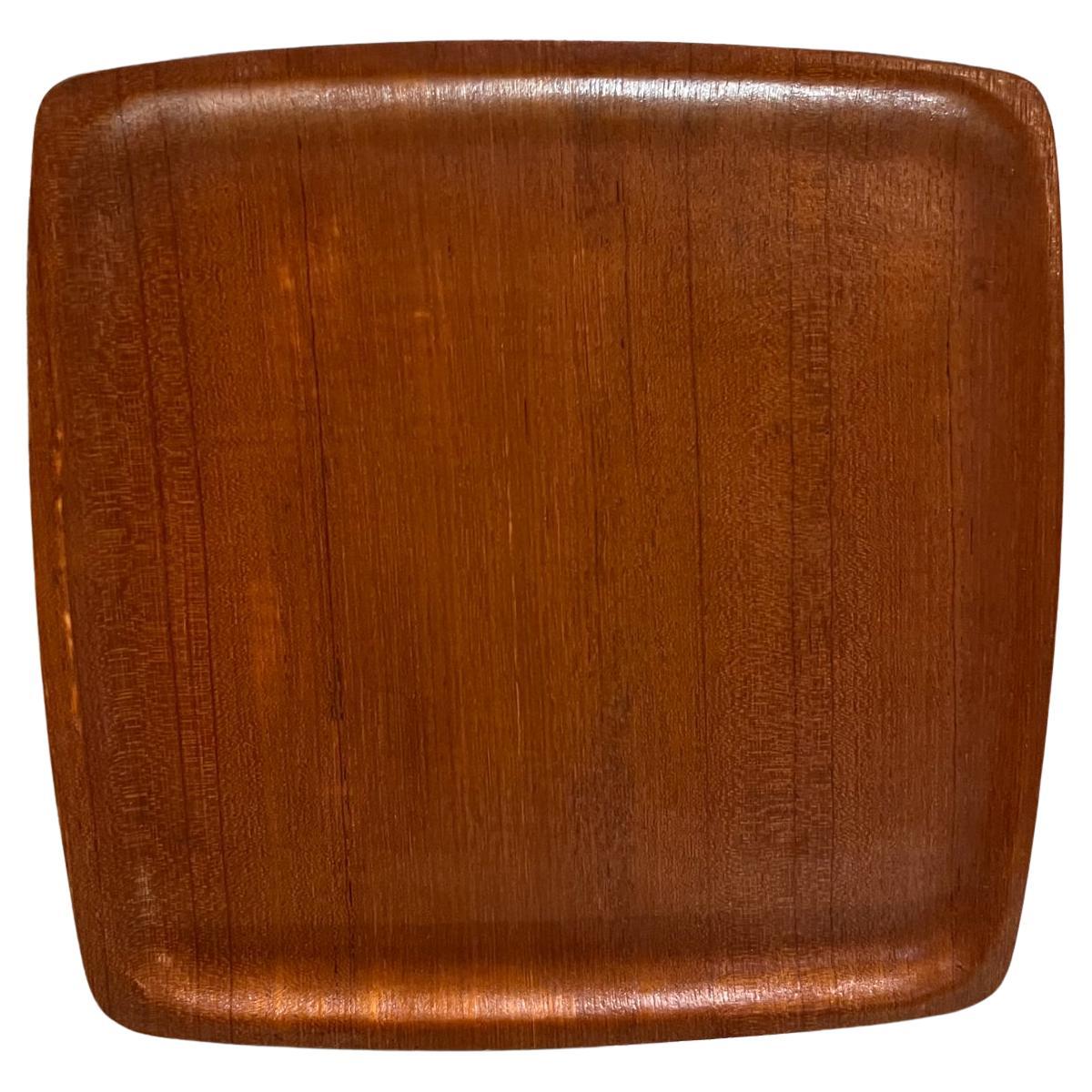 1970s Teak Barware Bent Plywood Square Serving Tray For Sale