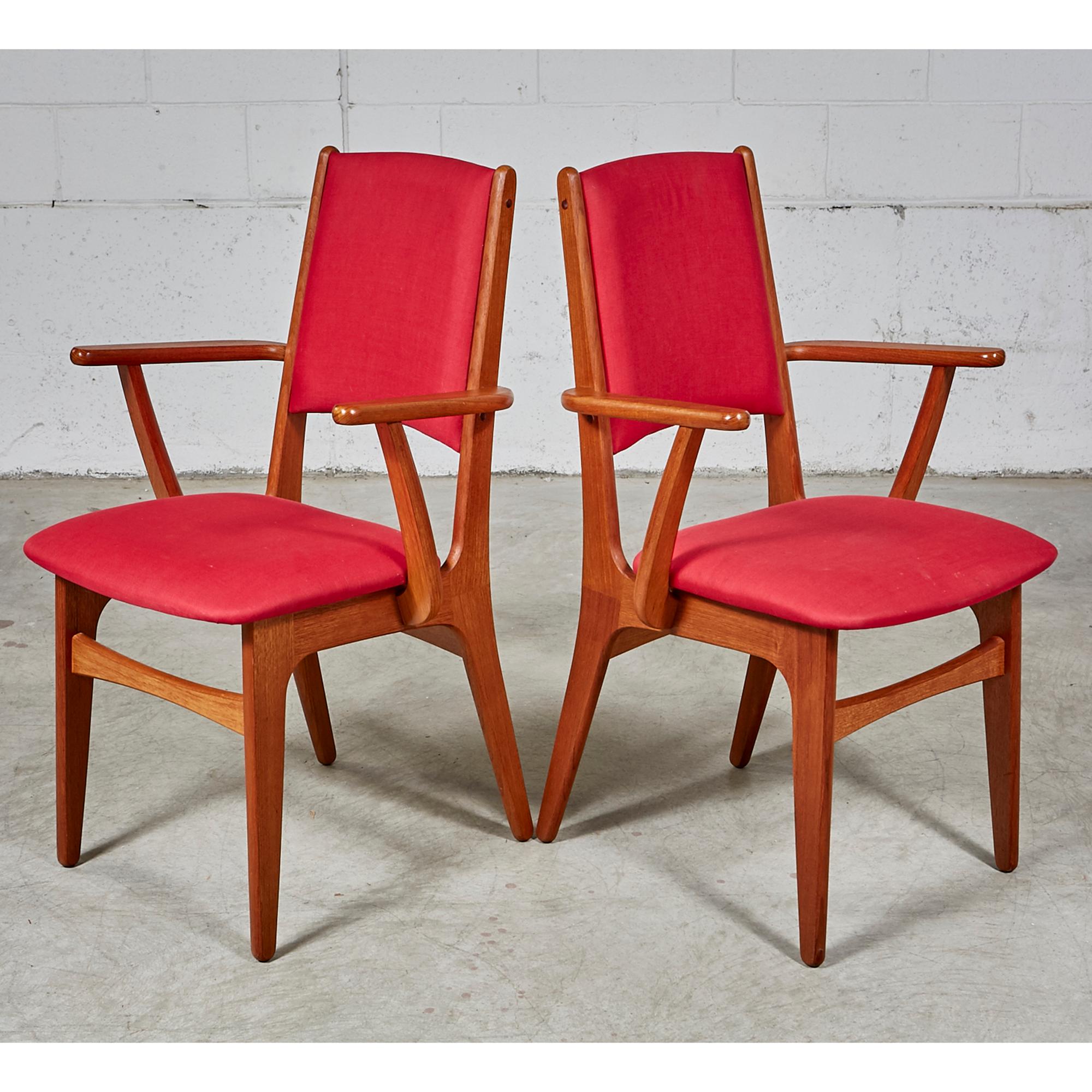 Fabric 1970s Teak Dining Table and Chairs For Sale