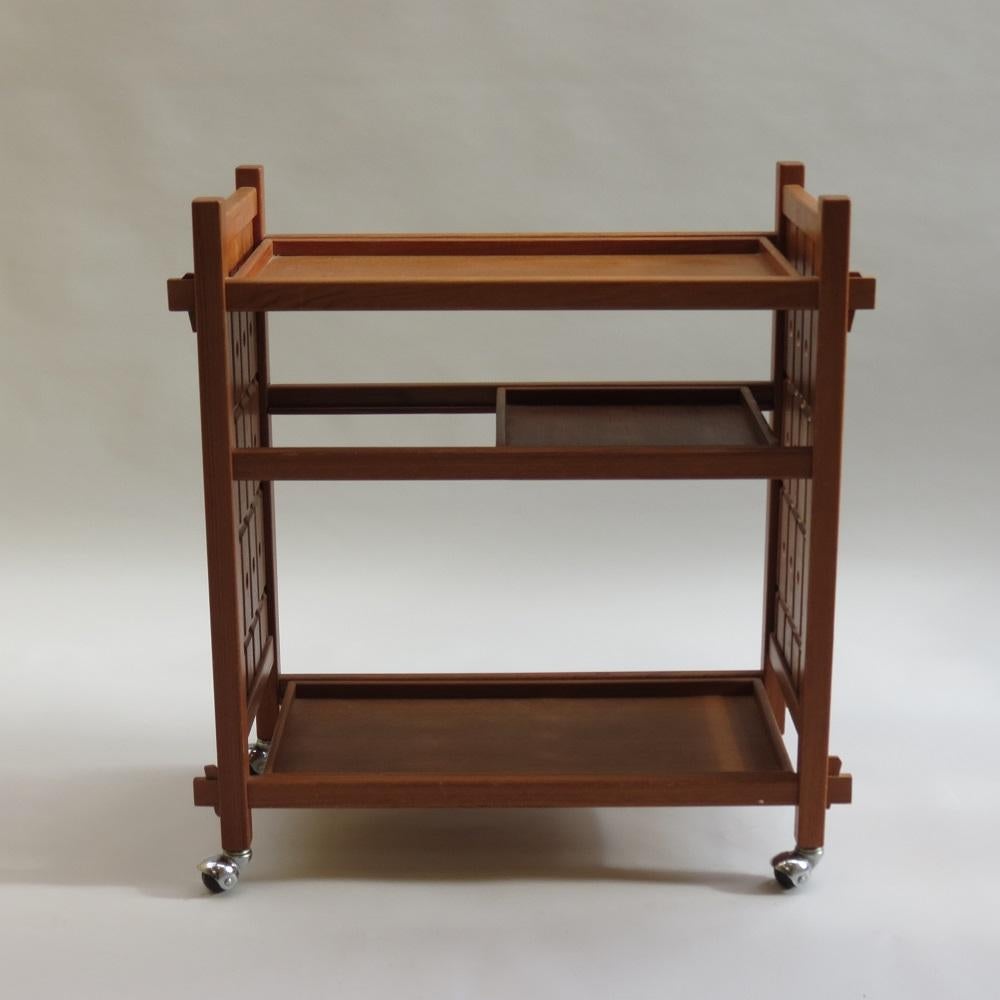 English 1970s Mid-Century Modern Teak Drinks Trolley Bespoke made Bar Cart