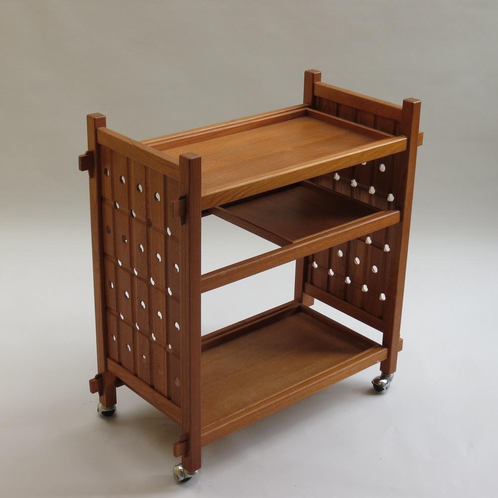 Hand-Crafted 1970s Mid-Century Modern Teak Drinks Trolley Bespoke made Bar Cart