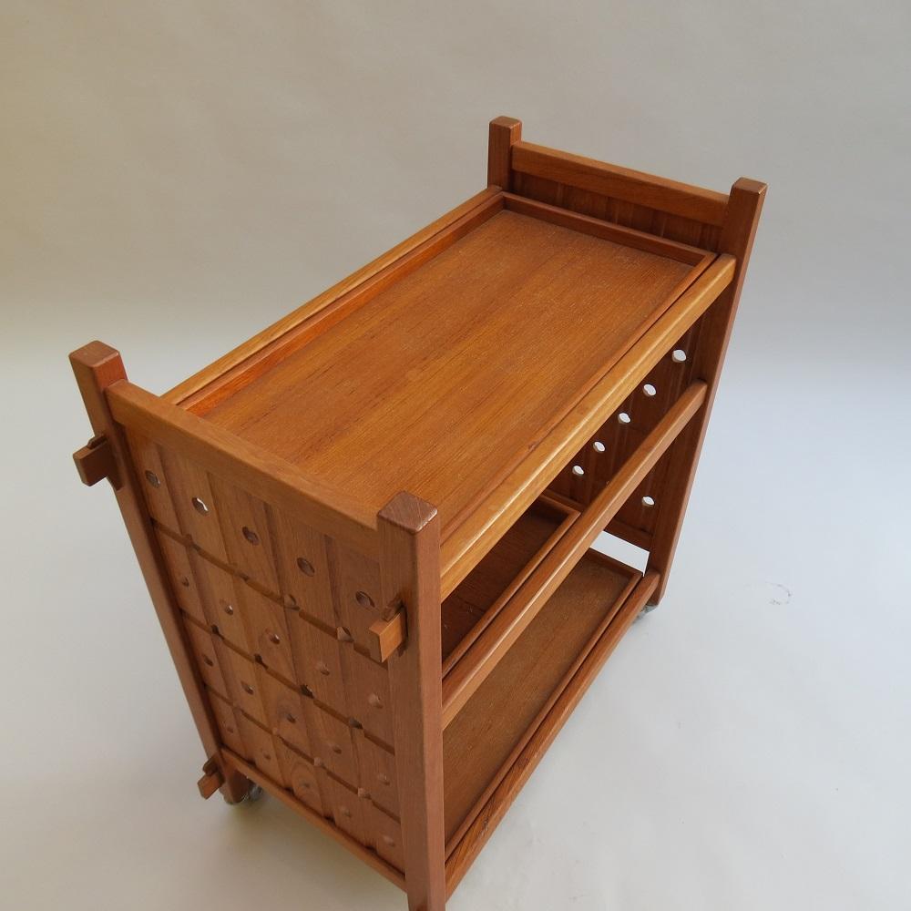 1970s Mid-Century Modern Teak Drinks Trolley Bespoke made Bar Cart 3