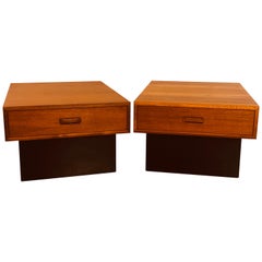1970s Teak Low Side Tables, Pair