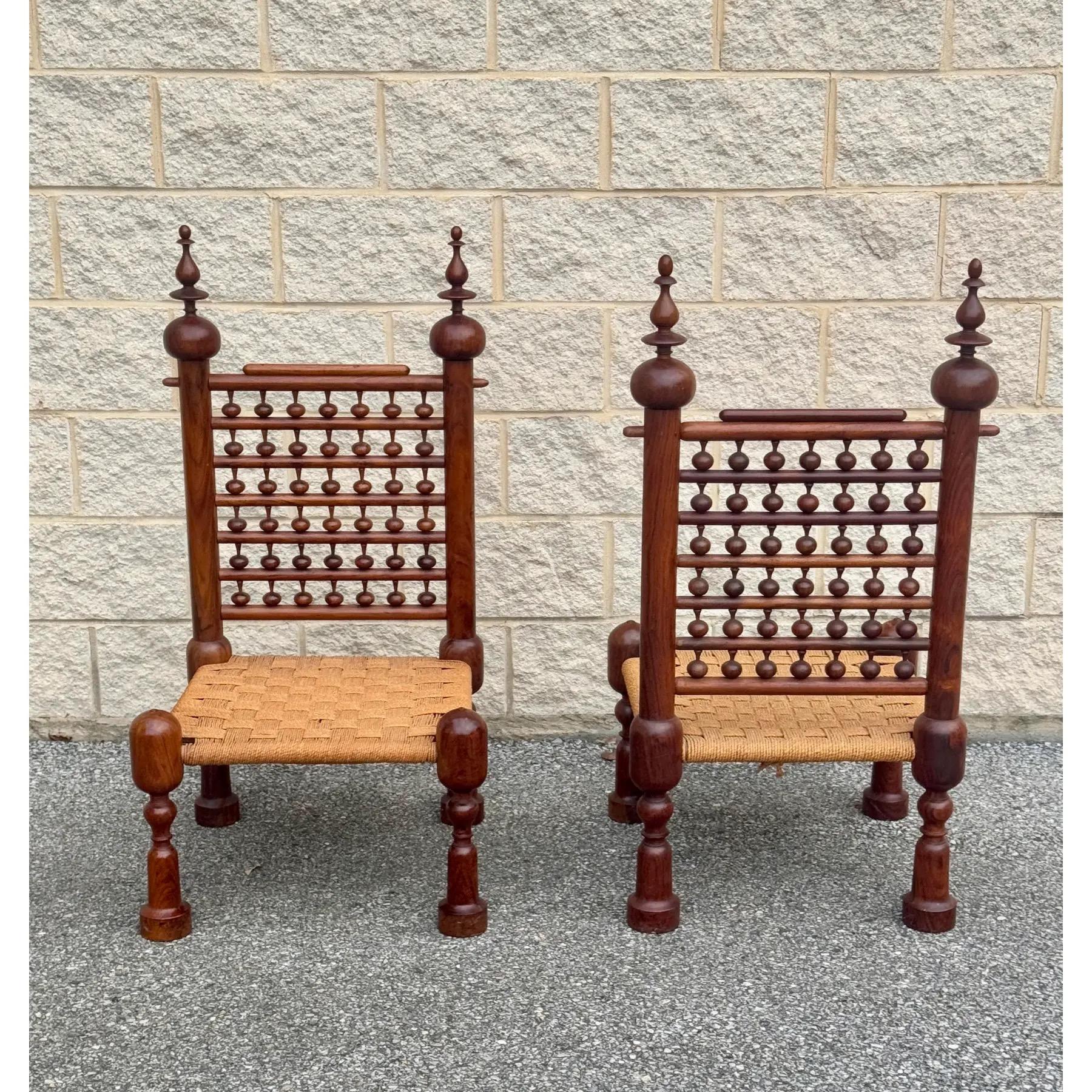 Unknown 1970's Teak Punjabi Chairs - a Pair For Sale