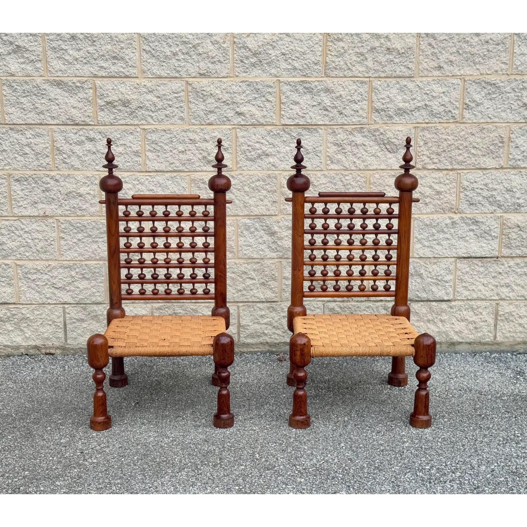 1970's Teak Punjabi Chairs - a Pair In Good Condition For Sale In Elkton, MD