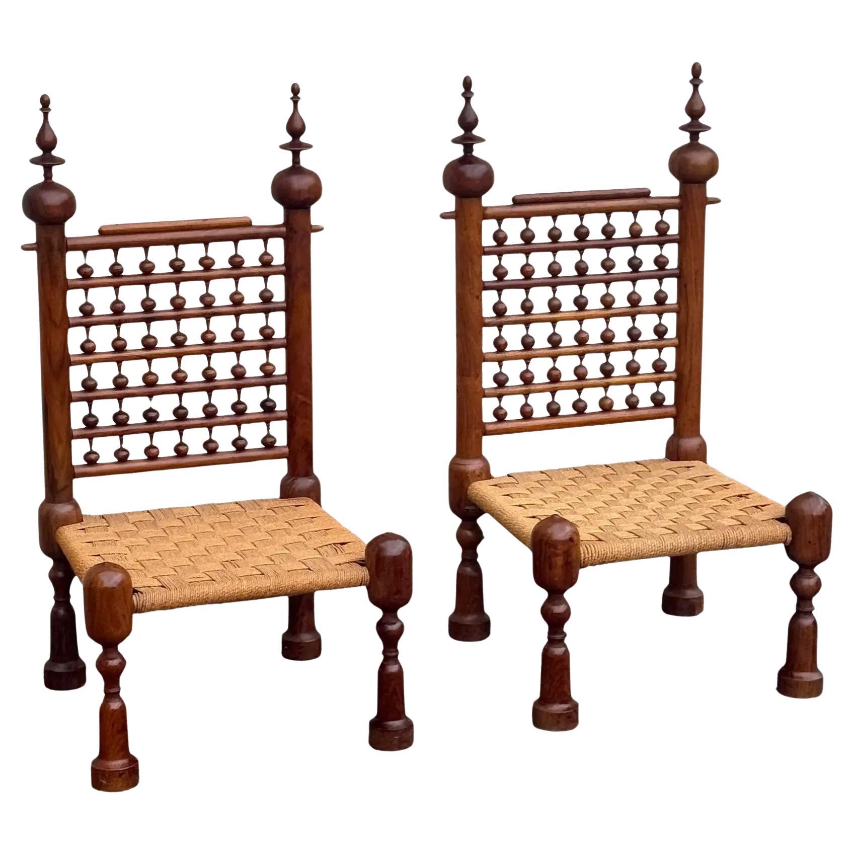 1970's Teak Punjabi Chairs - a Pair For Sale