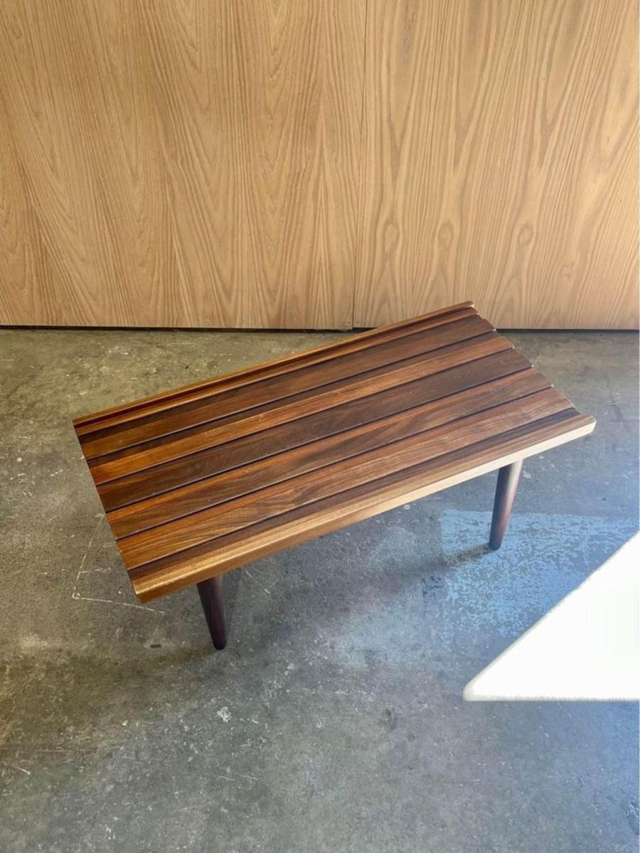 Late 20th Century 1970s Teak Slat Coffee Table For Sale