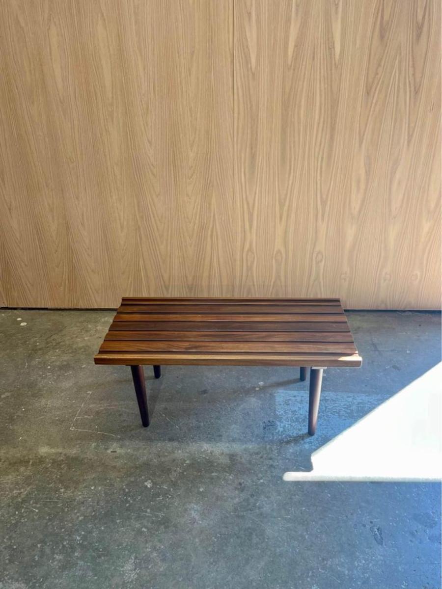 1970s Teak Slat Coffee Table For Sale 1