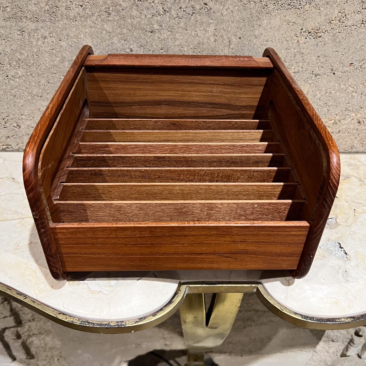 Mid-Century Modern 1970s Teak-Tech Tambour File Cassette Holder Thailand For Sale