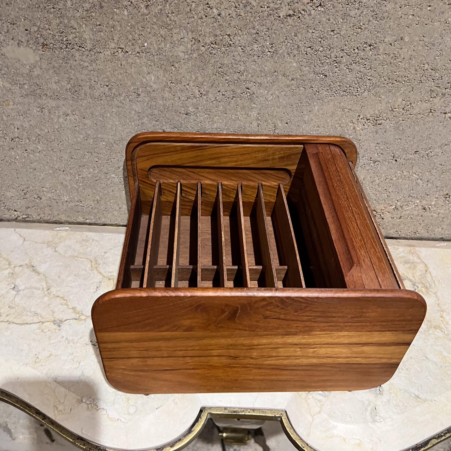 1970s Teak-Tech Tambour File Cassette Holder Thailand In Good Condition For Sale In Chula Vista, CA