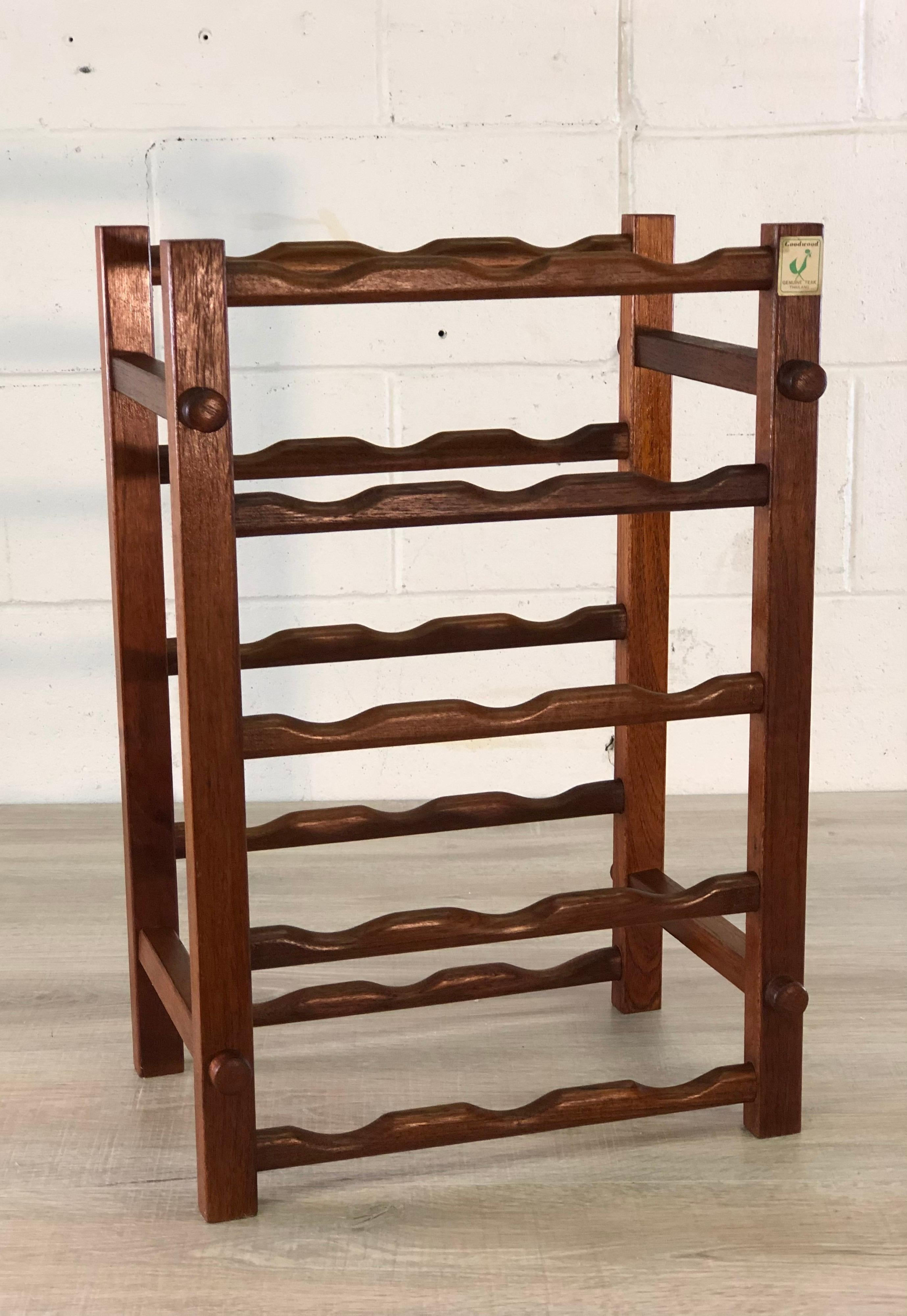 20th Century 1970s Teak Wood Wine Rack