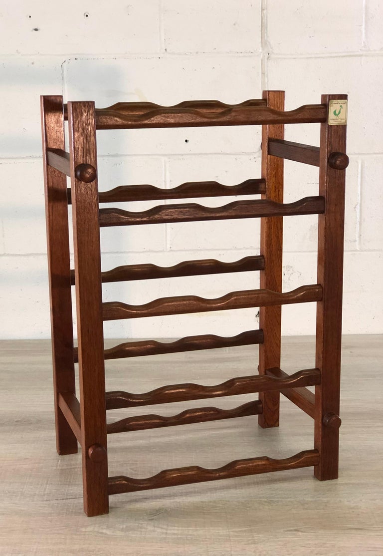 1970s Teak Wood Wine Rack at 1stDibs