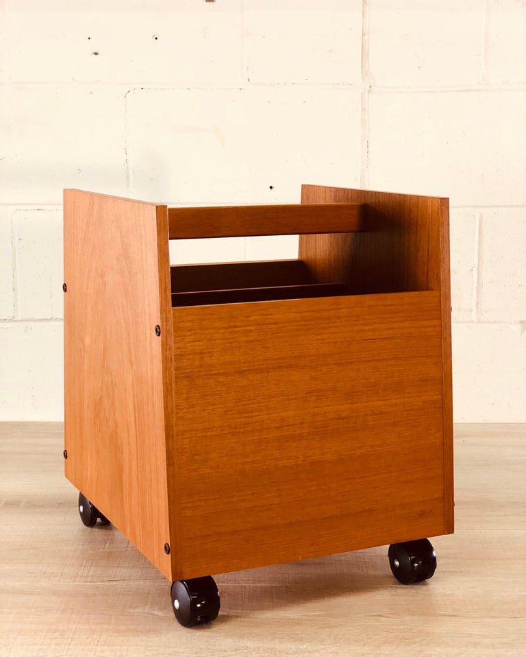 1970s Teaking Rolling Magazine Rack by Bruksbo Norway For Sale at 1stDibs